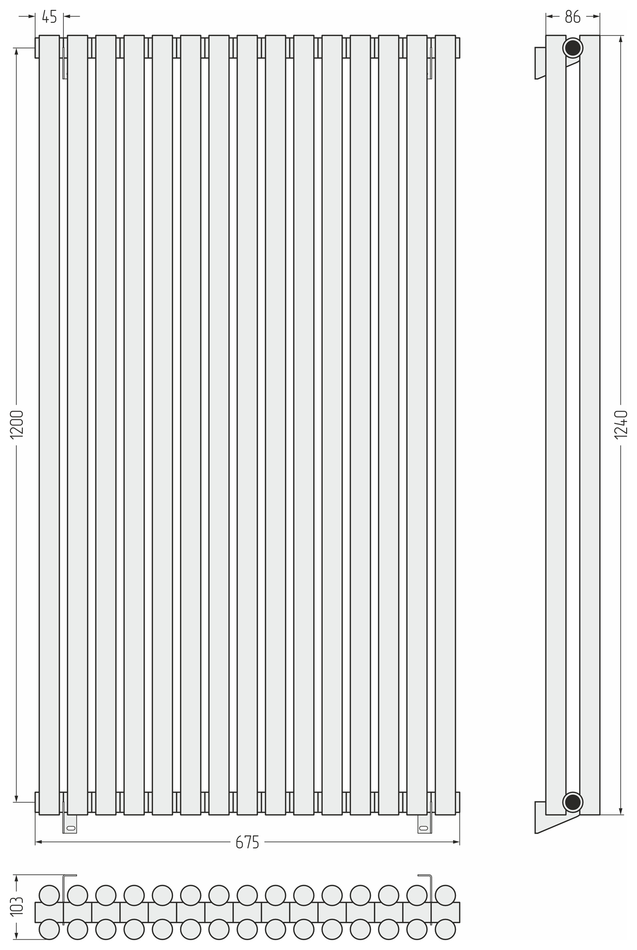 Радиаторы Сунержа DESIGN ДР ЭСТЕТ-11 н/ж 1200х675 / 15 сек (Матовый белый)