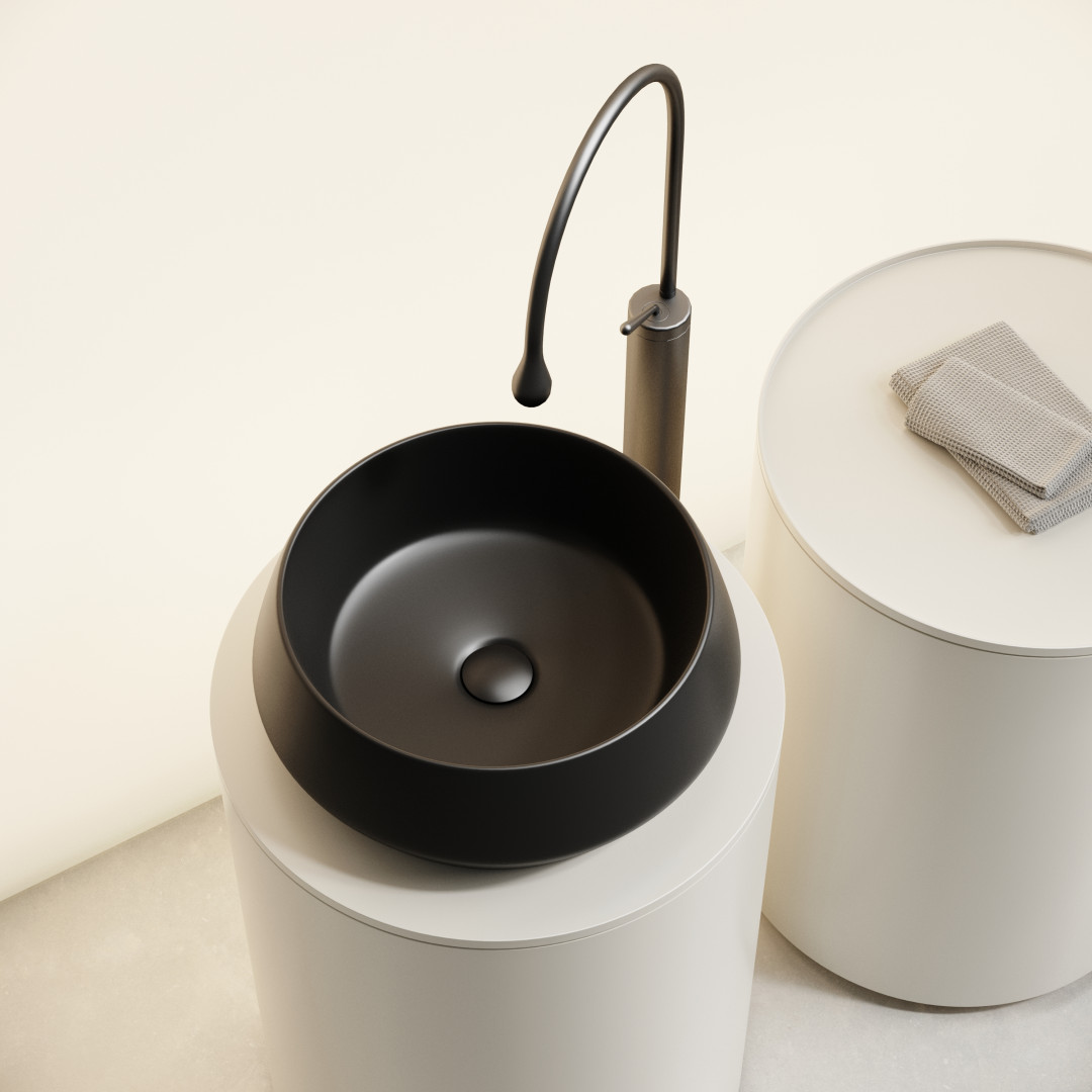 Раковина CERAMICANOVA Maya накладная круглая 400x400x140 черный матовый CN12004MB