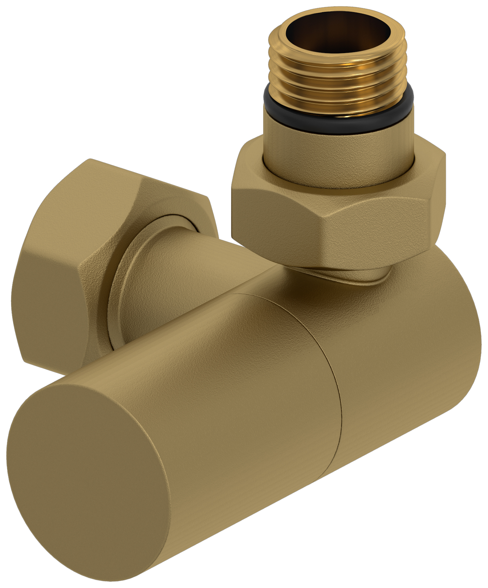 Комплектующие Сунержа DESIGN Вентиль 3D правый (цилиндр) G 1/2" НР х G 3/4" НГ (Матовое золото)