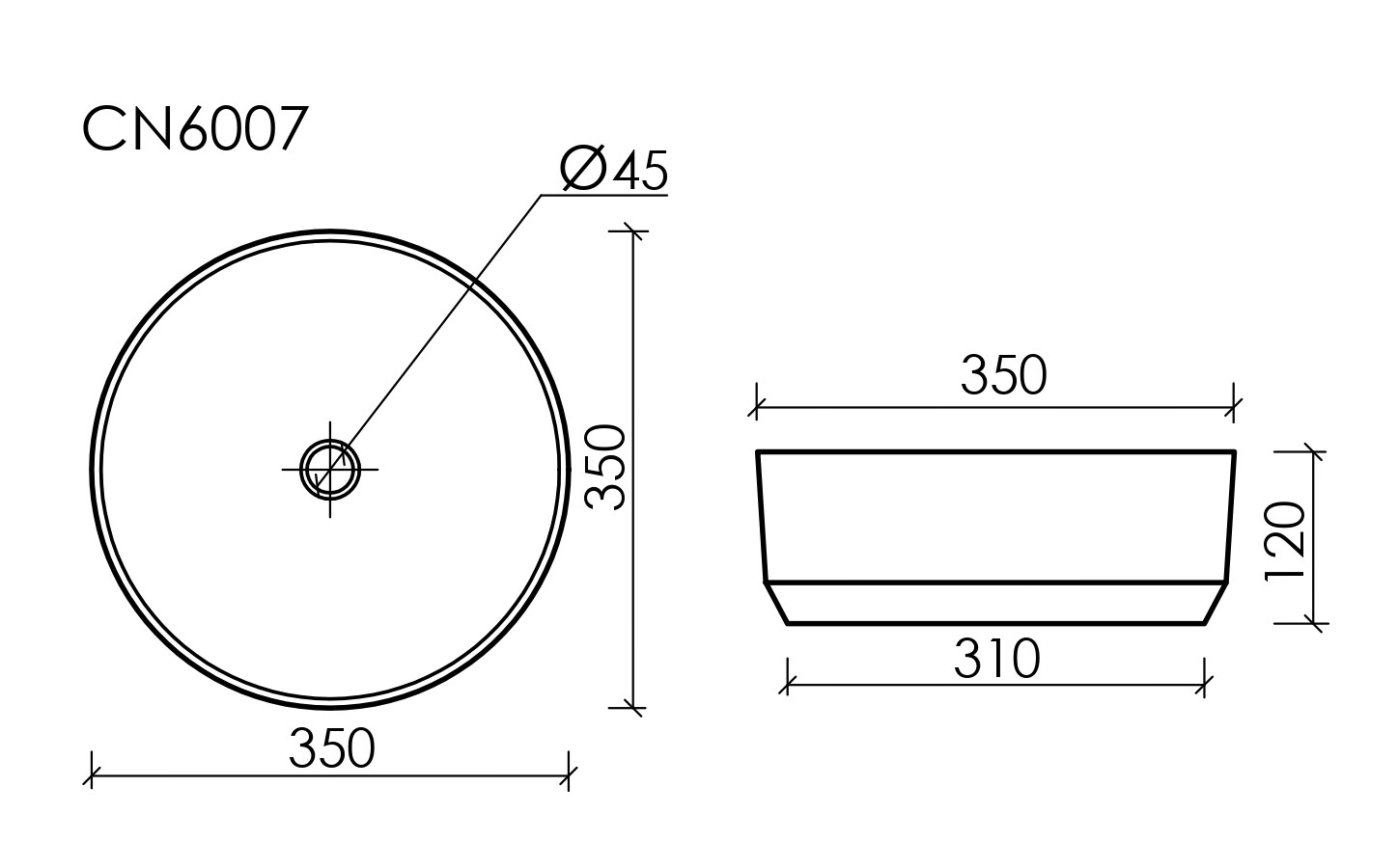 Умывальник чаша накладная круглая (цвет Черный Матовый) Element 355x355x125мм - фото 7