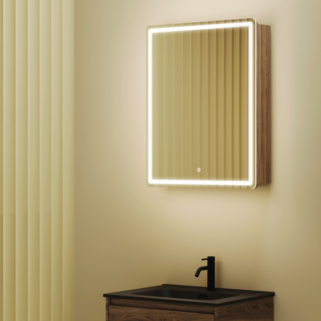 Зеркальный шкаф Sancos Блик (Mirror) MI60ECH 60x75 с подсветкой, дуб чарльстон