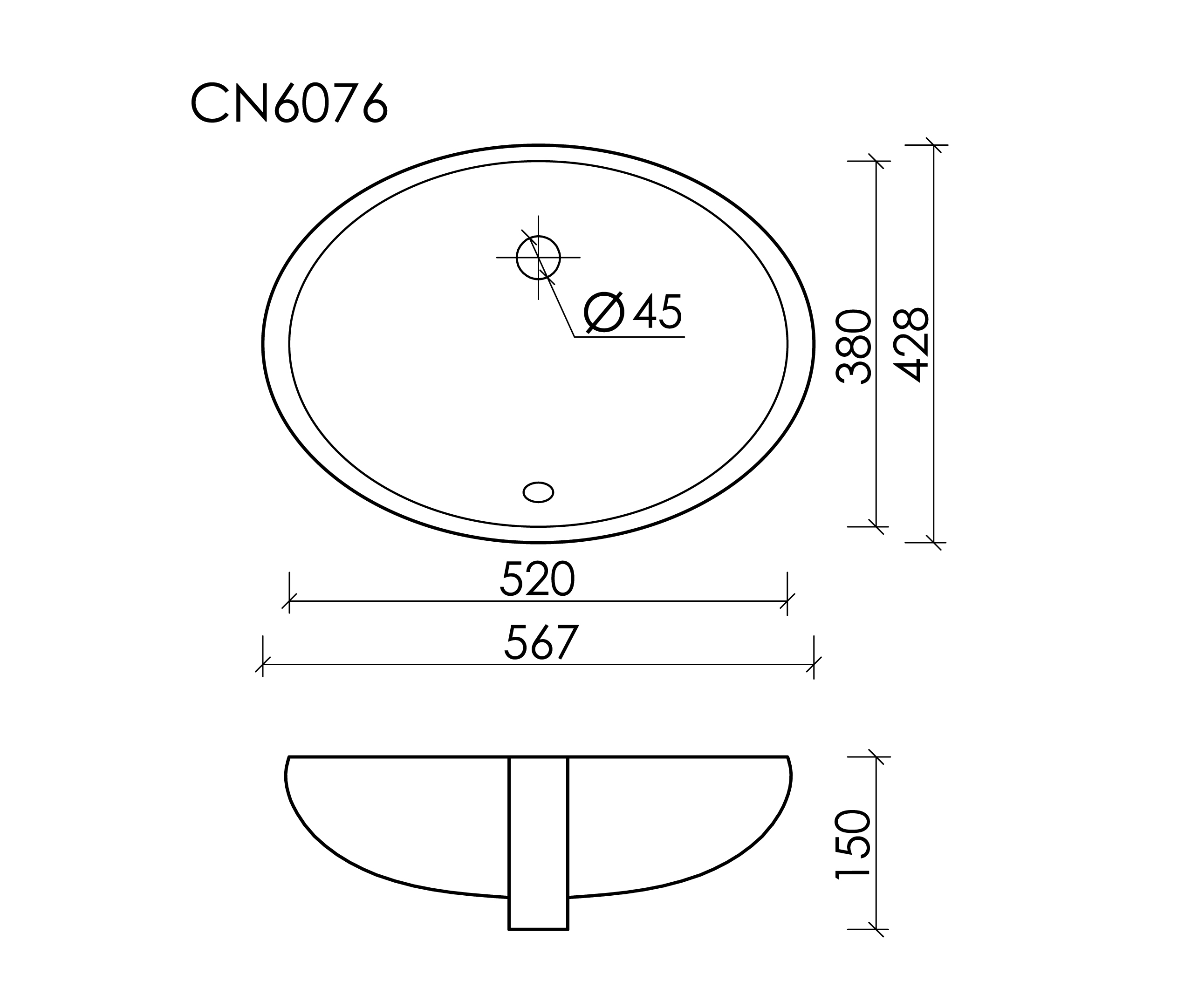 Раковина встраиваемая под столешницу CERAMICANOVA Element 520x380x150 мм, с крепежом и шаблоном для установки, арт. CN6076 - фото 8