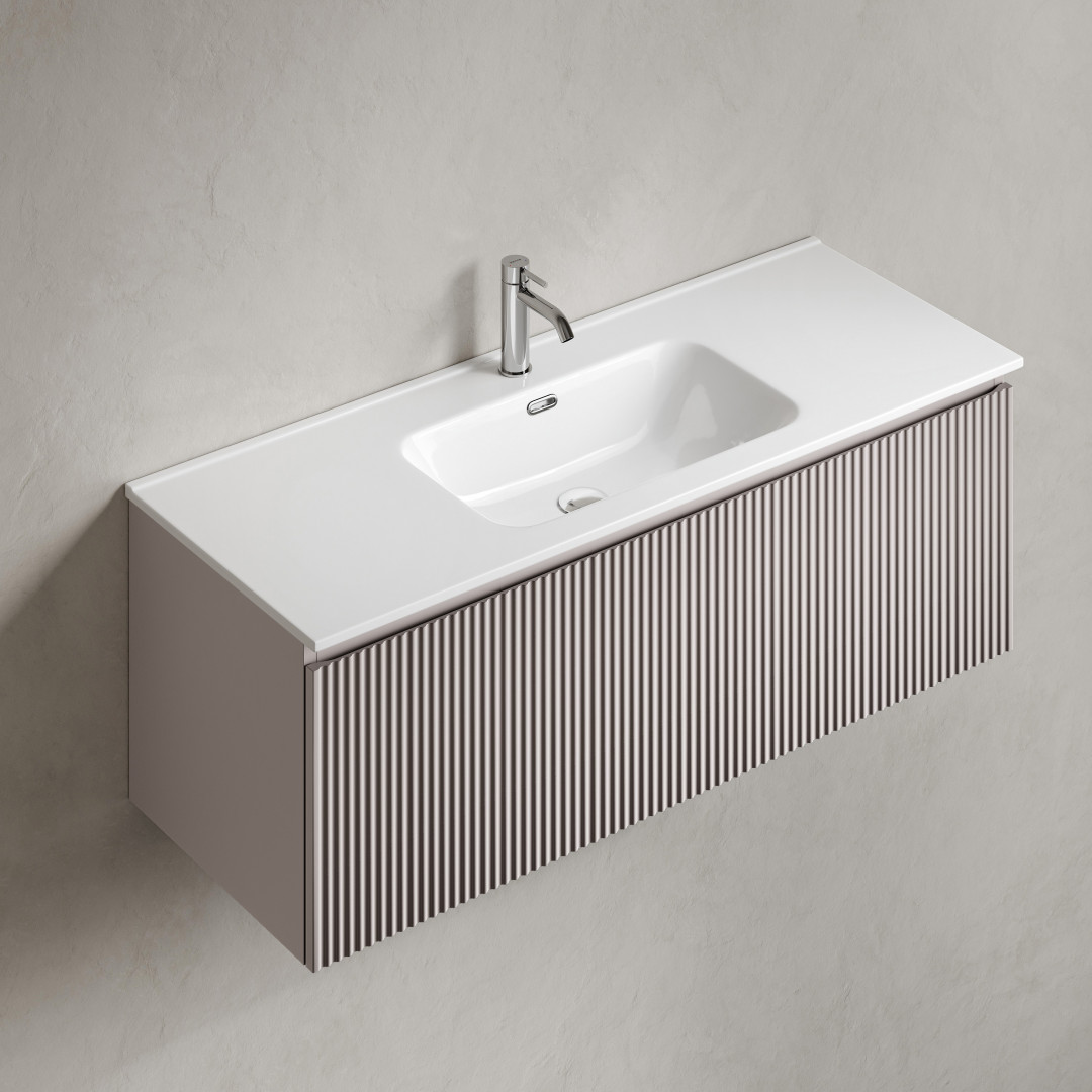Тумба под раковину Sancos Сноб Р 1.0 (Snob R 1.0) SNR1.0120SM 120x45x40 пыльная роза (doha soft) - фото 6