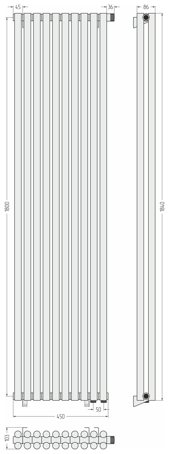 Радиаторы Сунержа DESIGN ДР ЭСТЕТ-11 н/ж EU50 1800х450 / 10 сек (Без покрытия) - фото 5