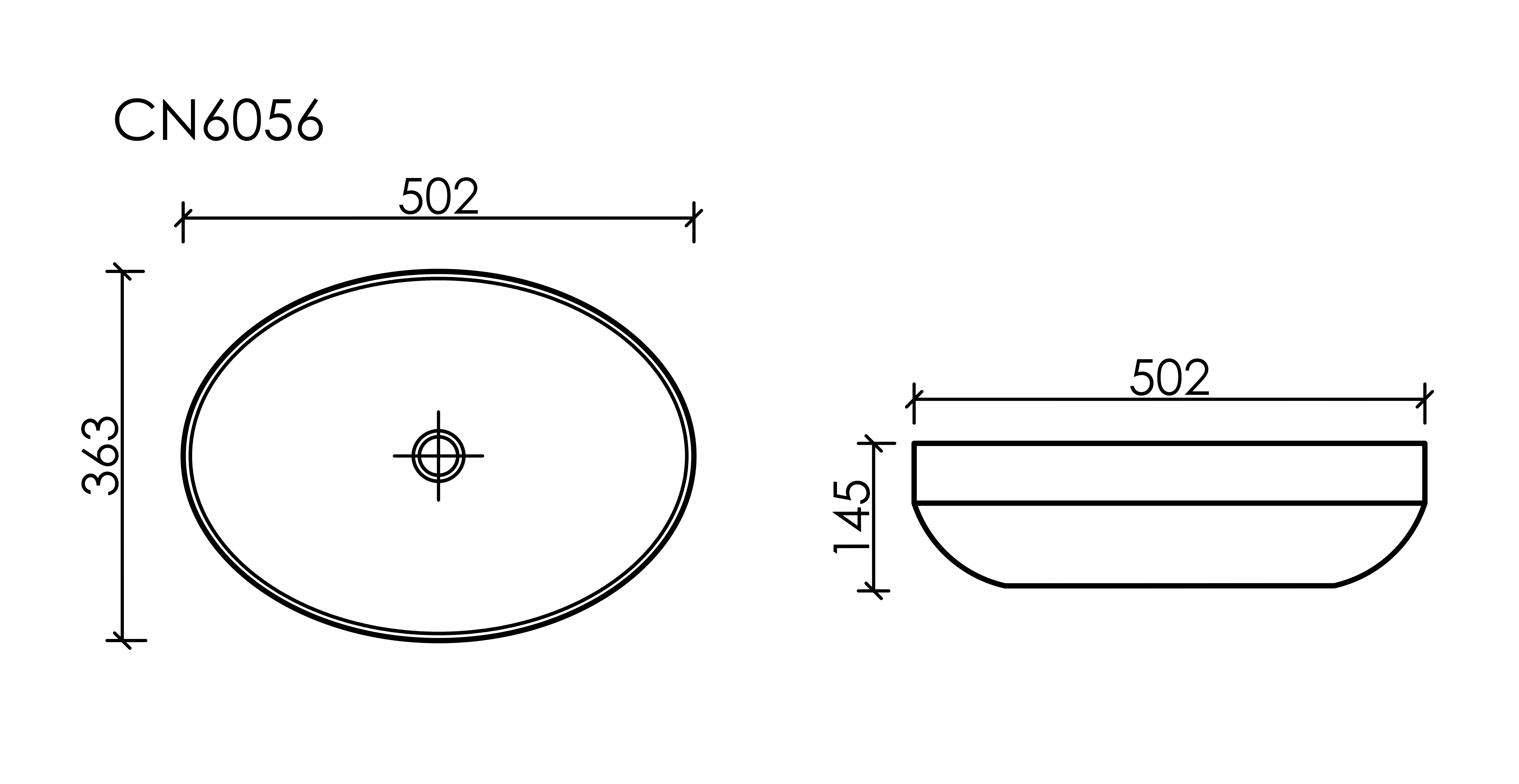 Умывальник чаша накладная овальная (цвет Черный Матовый) Element 502x363x145мм - фото 13
