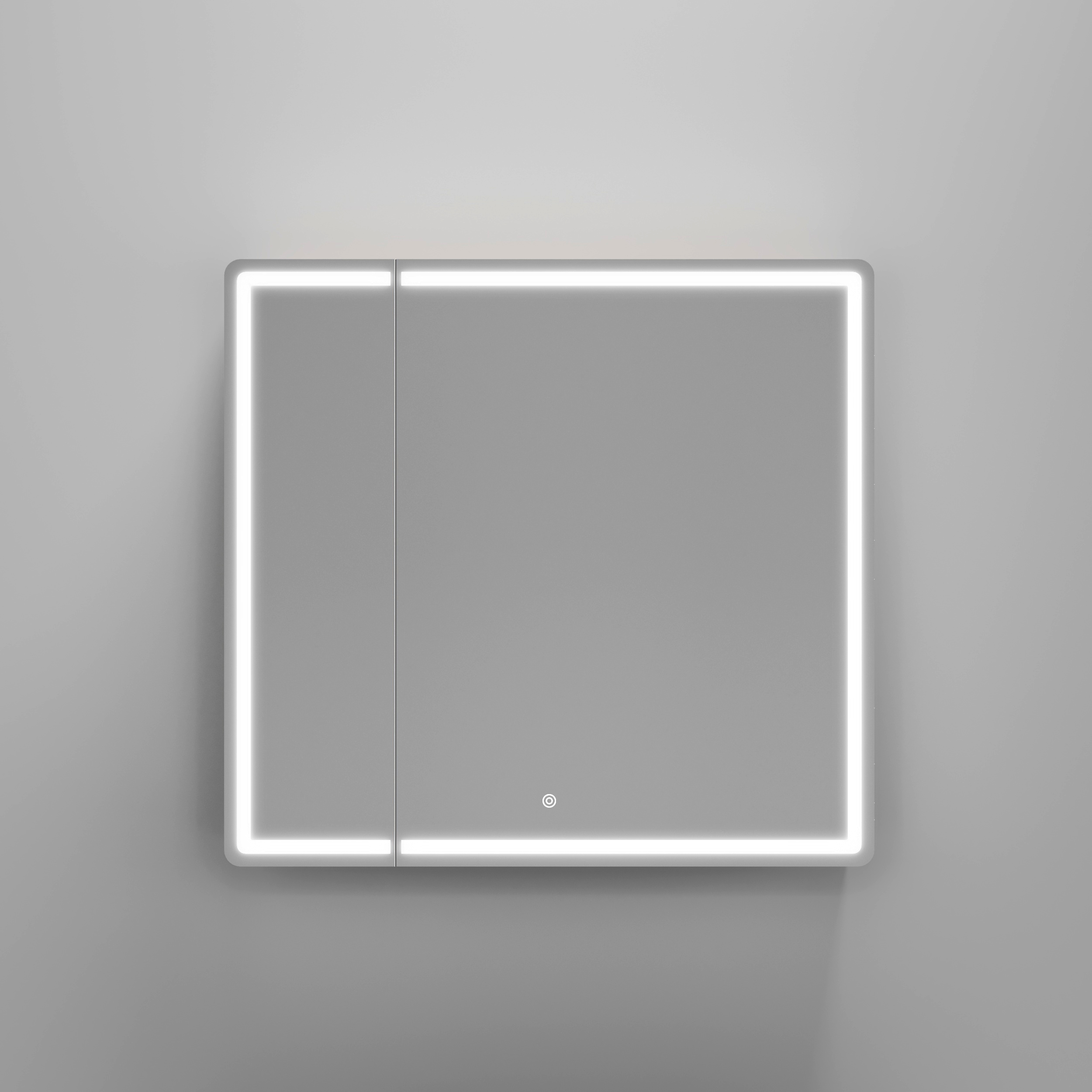 Зеркальный шкаф Sancos Блик (Mirror) MI80EG 80x75 с подсветкой, дуб галифакс натуральный