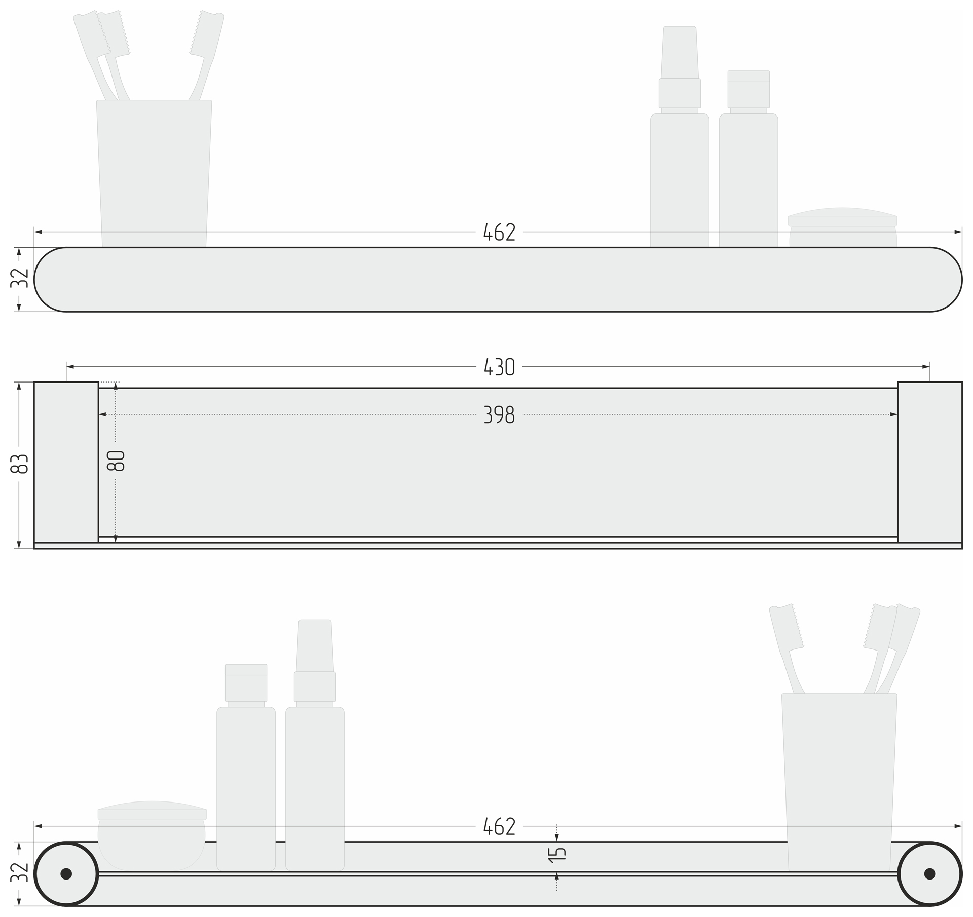 Аксессуары для ванной Сунержа DESIGN Полка прямая ROUND L 460 (Золотой шёлк) - фото 6