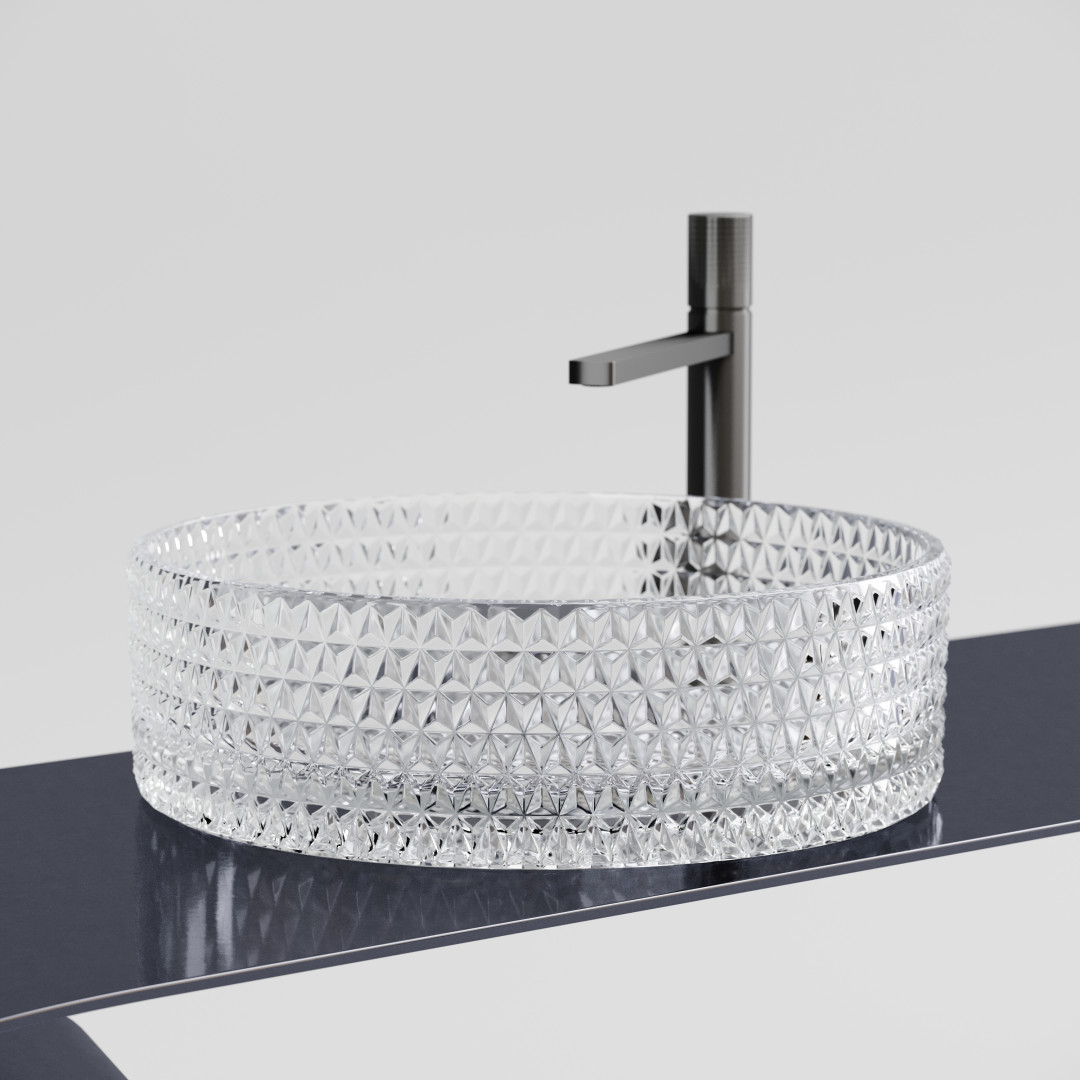 Умывальник чаша накладная круглая (прозрачная) Cristal 360x360x112мм - фото 9