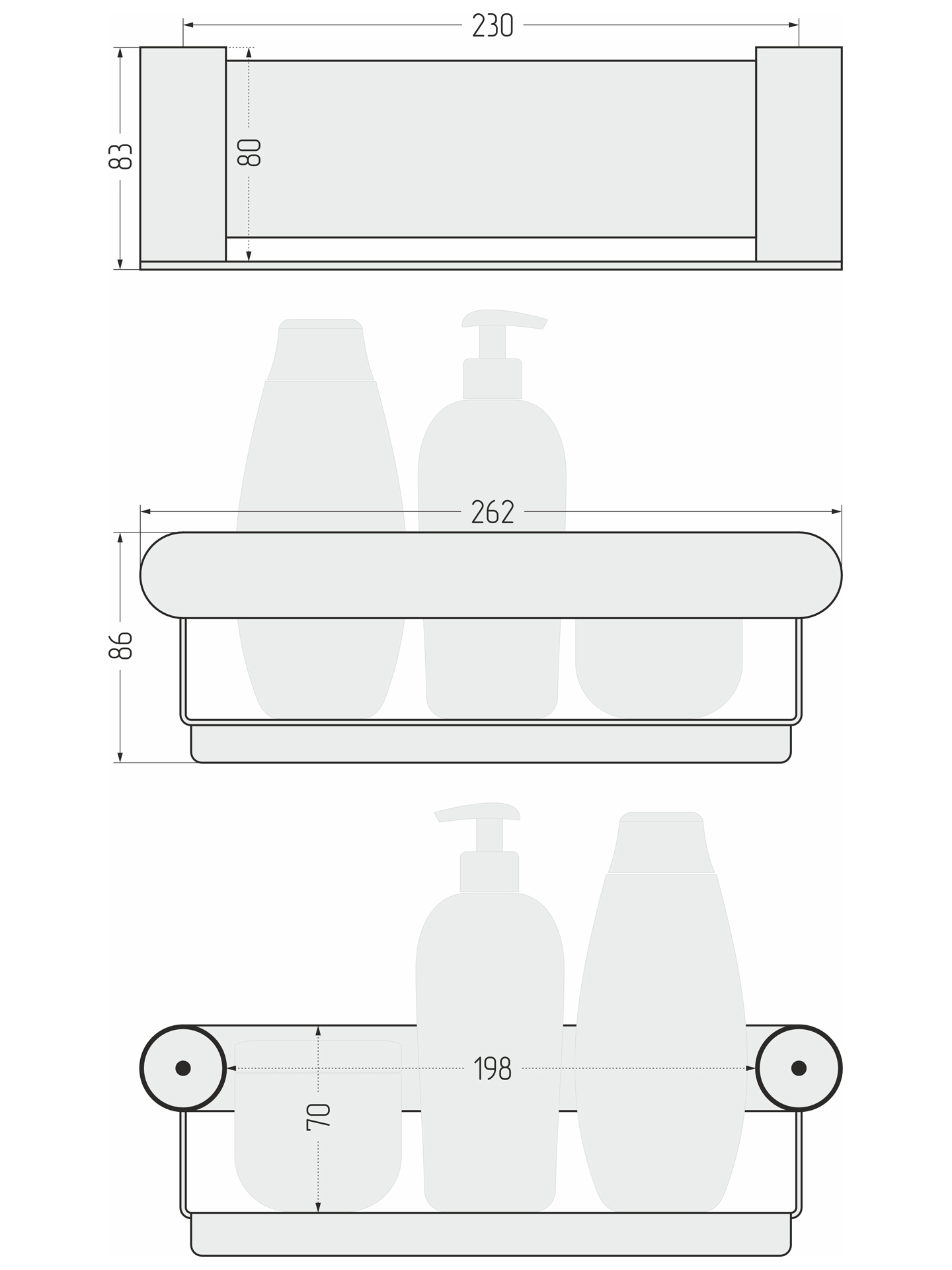 Аксессуары для ванной Сунержа DESIGN Полка углублённая ROUND L 260 (Матовый белый) - фото 6
