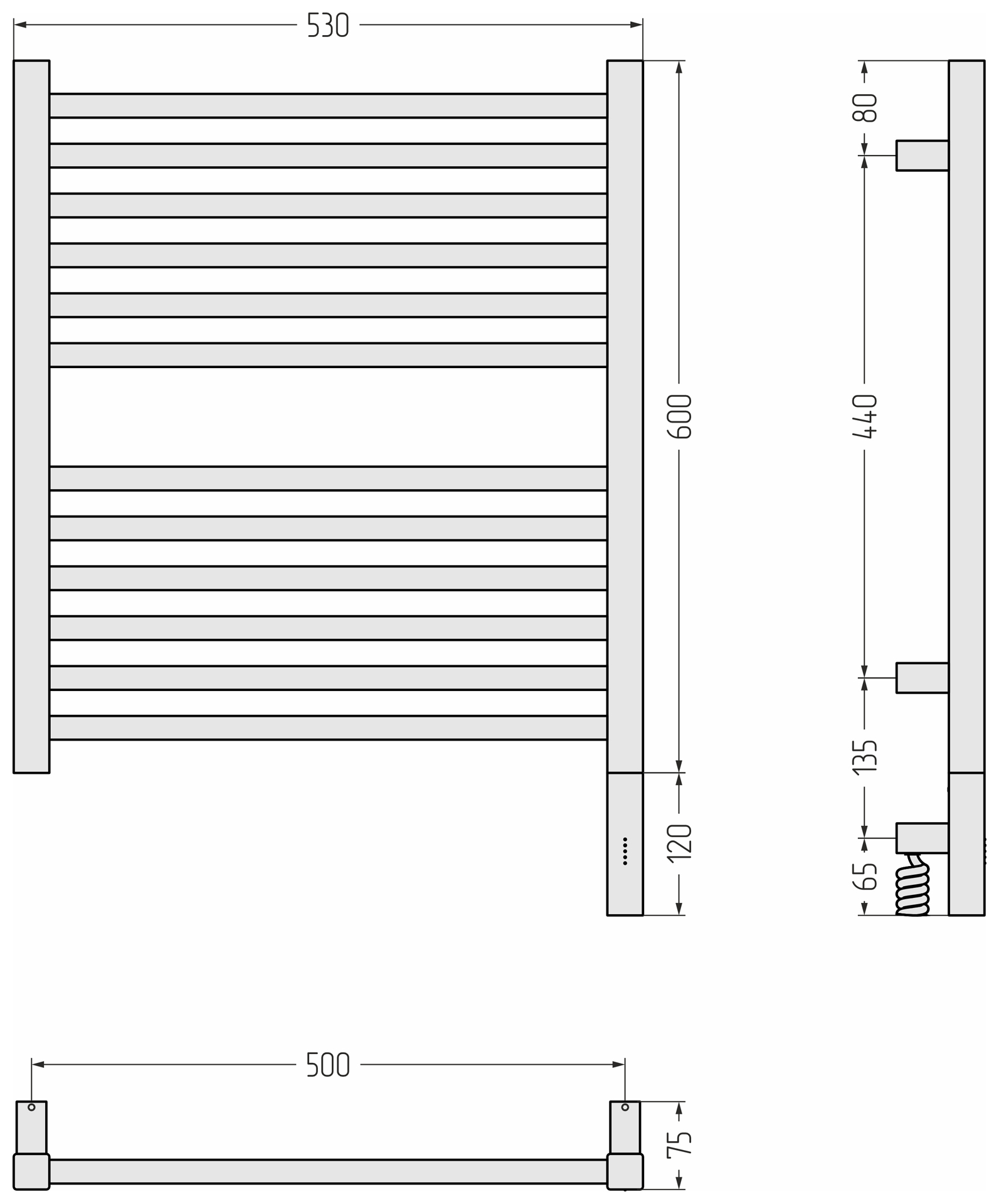 Электрические полотенцесушители Сунержа DESIGN РЭБ МОДУС 3.1 600х500 МЭМ правый (Золотой шёлк)