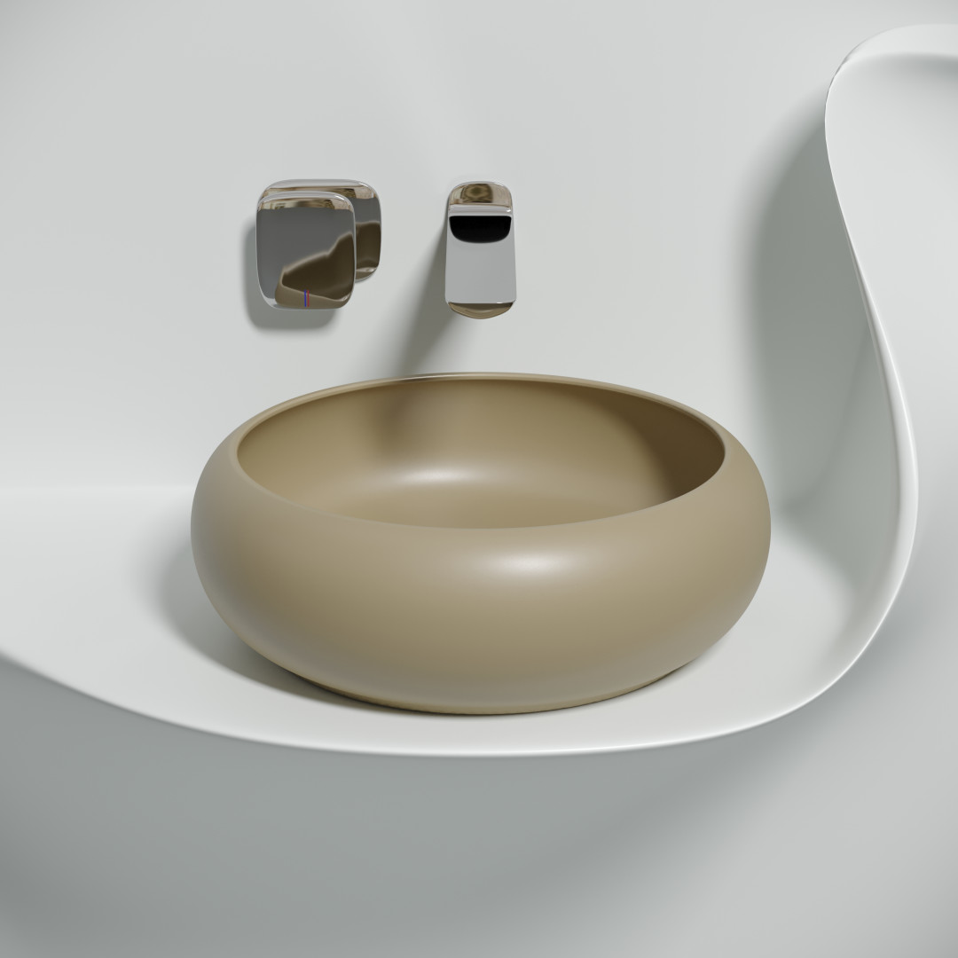 Умывальник чаша накладная круглая (цвет Капучино Матовый) Element 360x360x120мм