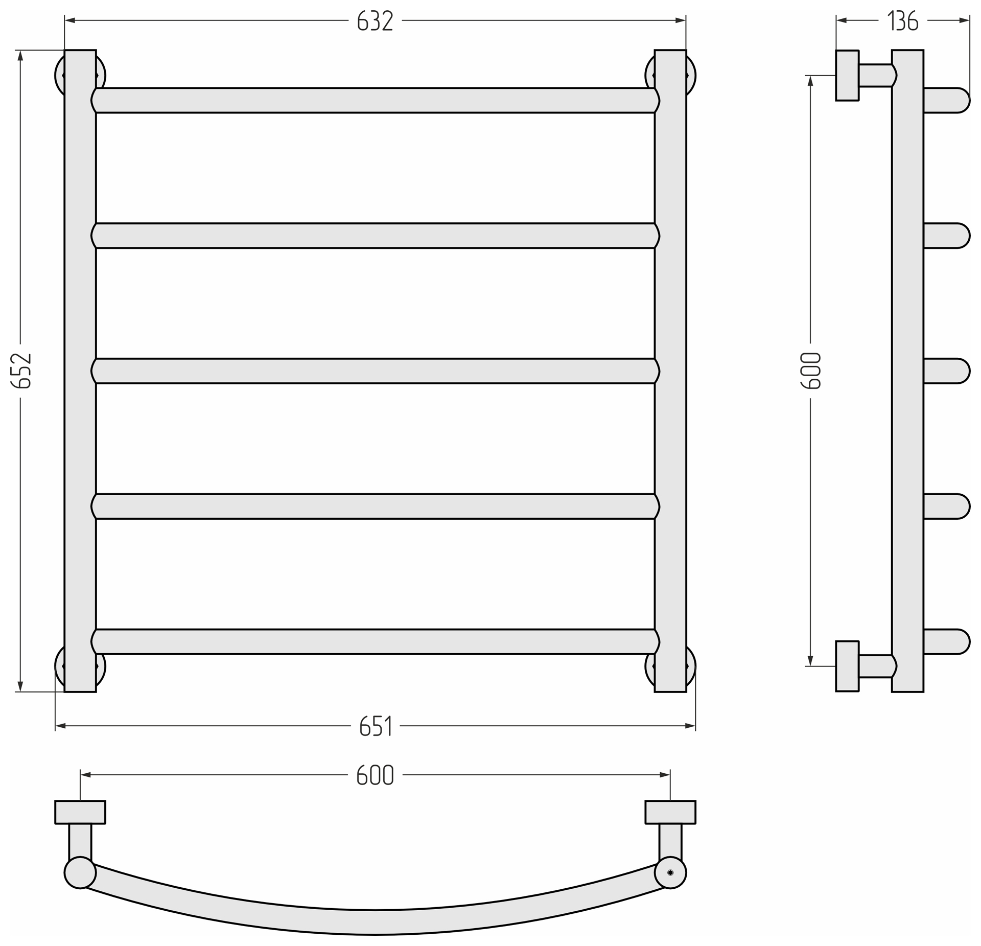 Водяные полотенцесушители Сунержа DESIGN ДР Галант PRO 600х600 (Шампань)