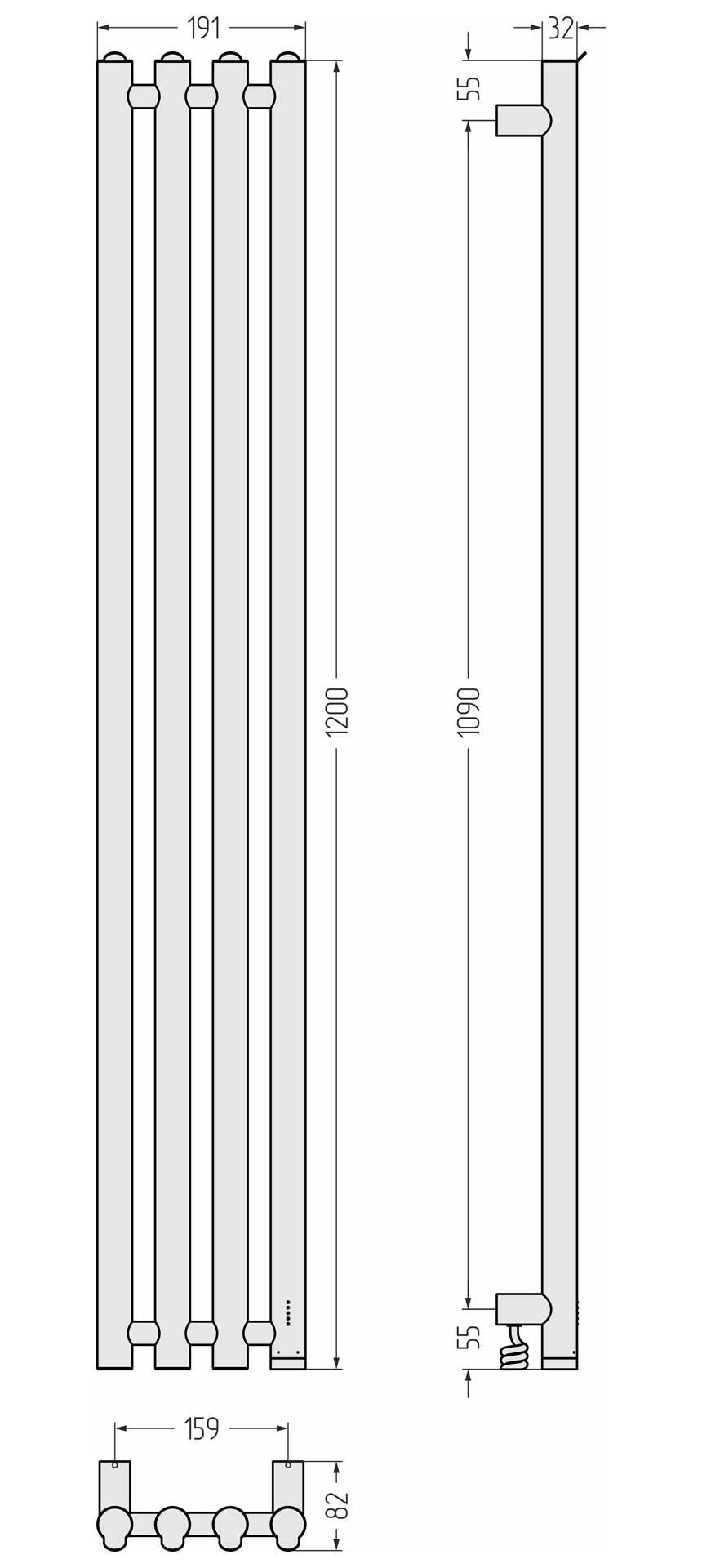 Электрические полотенцесушители Сунержа DESIGN ЭПС "КАНТАТА 4.0" 1200х159 правый (Тёмный титан муар) - фото 5