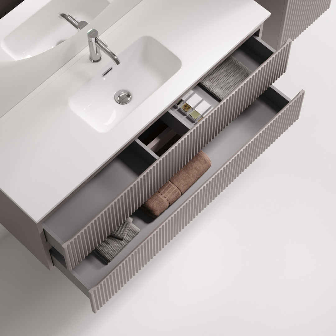 Тумба под раковину Sancos Сноб Р 390 (Snob R 390) SNR120/39SM 120x40x50 пыльная роза (doha soft)