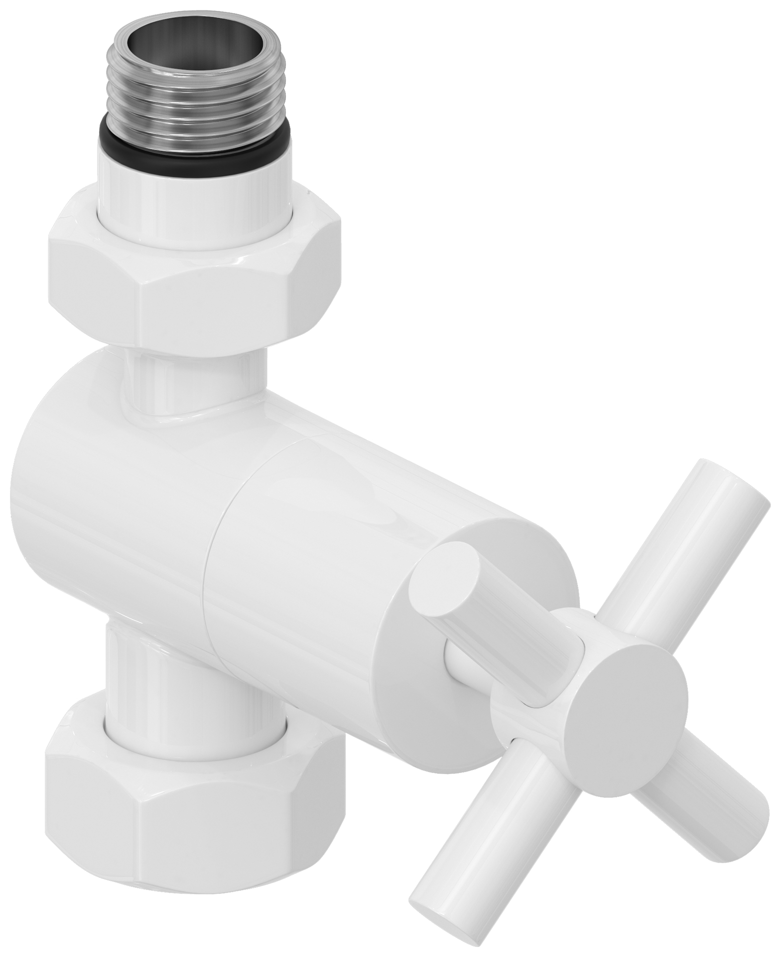 Комплектующие Сунержа DESIGN Вентиль прямой (крест) G 1/2" НР х G 3/4" НГ (Белый)