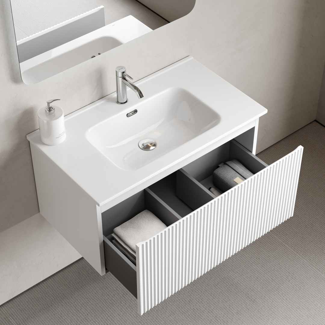 Тумба под раковину Sancos Сноб Р 1.0 (Snob R 1.0) SNR1.080W 80x45x40 белый матовый (bianco) - фото 5