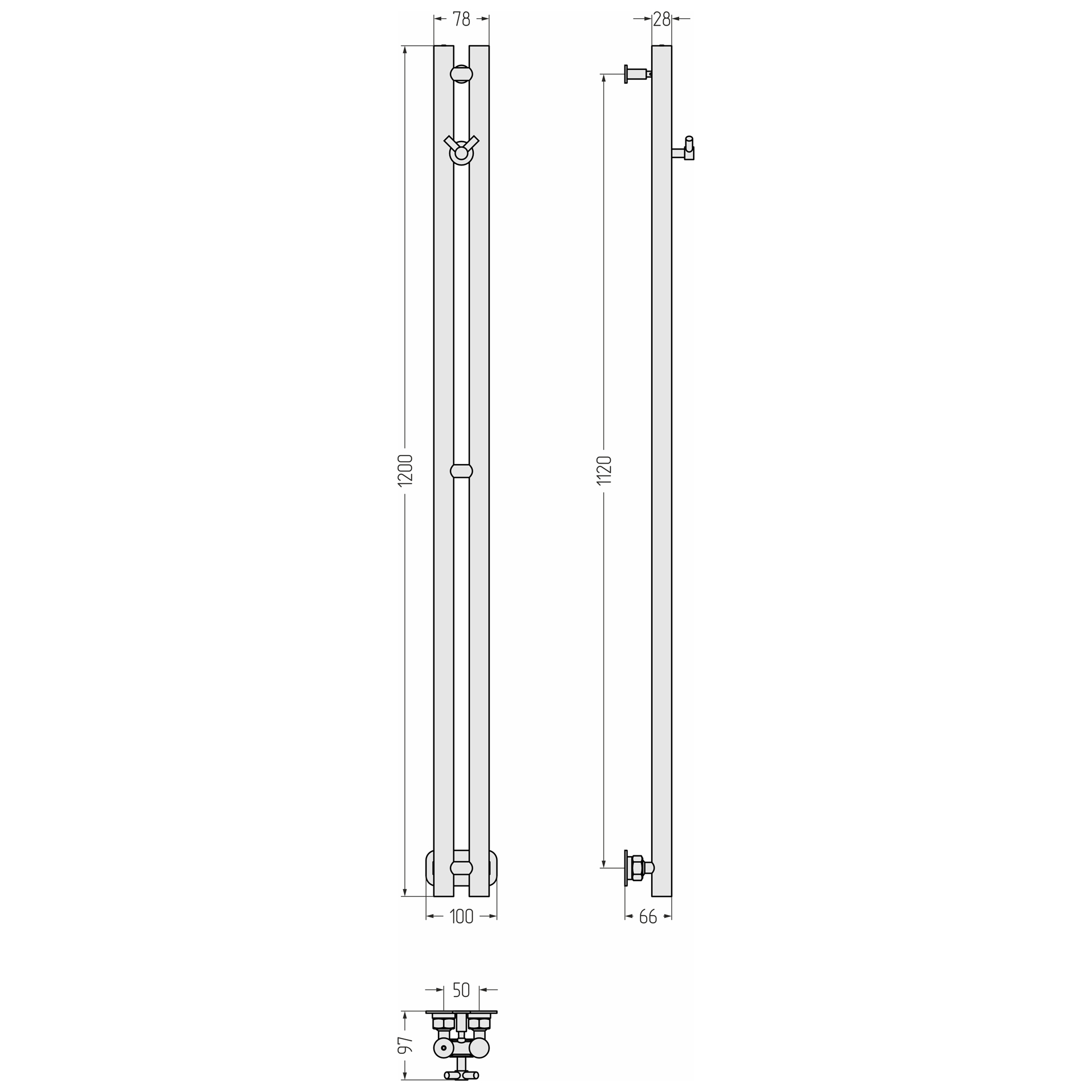 Водяные полотенцесушители Сунержа DESIGN ДР "НЮАНС PRO" 1200х50 (Золотой шёлк)
