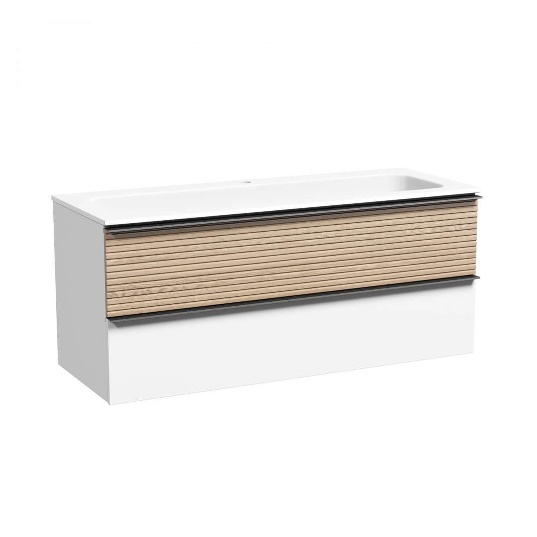 Тумба под раковину Sancos Дельта (Delta) DL120W 120x45x50 дуб светлый/белый