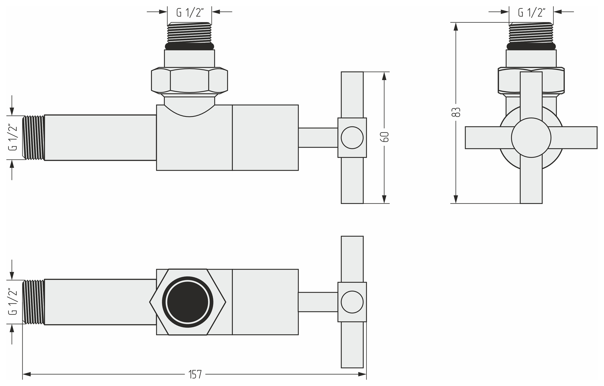 Комплектующие Сунержа DESIGN Вентиль угловой (крест) G 1/2" НР х G 1/2" НР (Золотой шёлк)