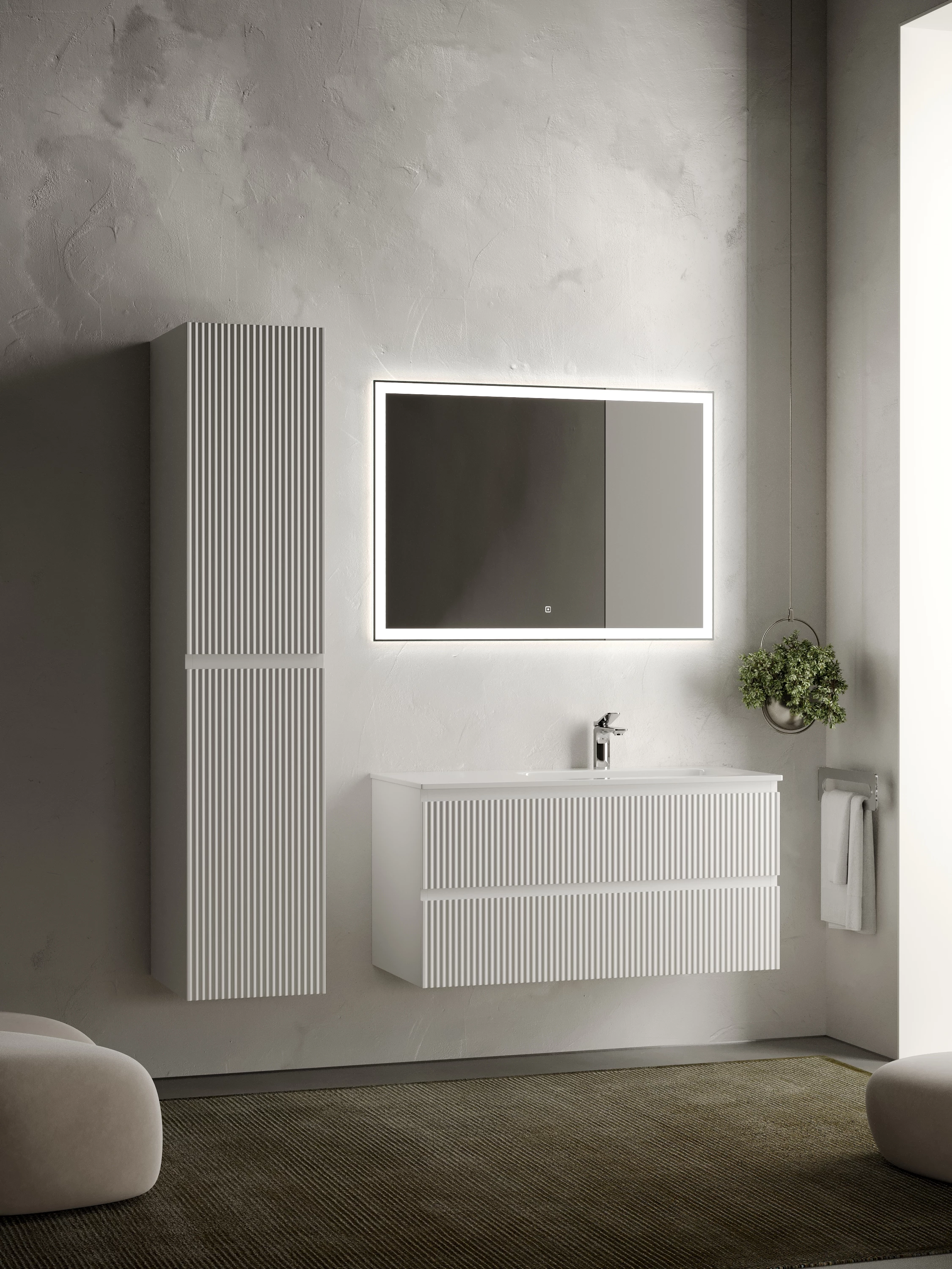 Тумба под раковину Sancos Сноб Р (Snob R) SNR100RW 100x45x50 белый матовый (bianco)