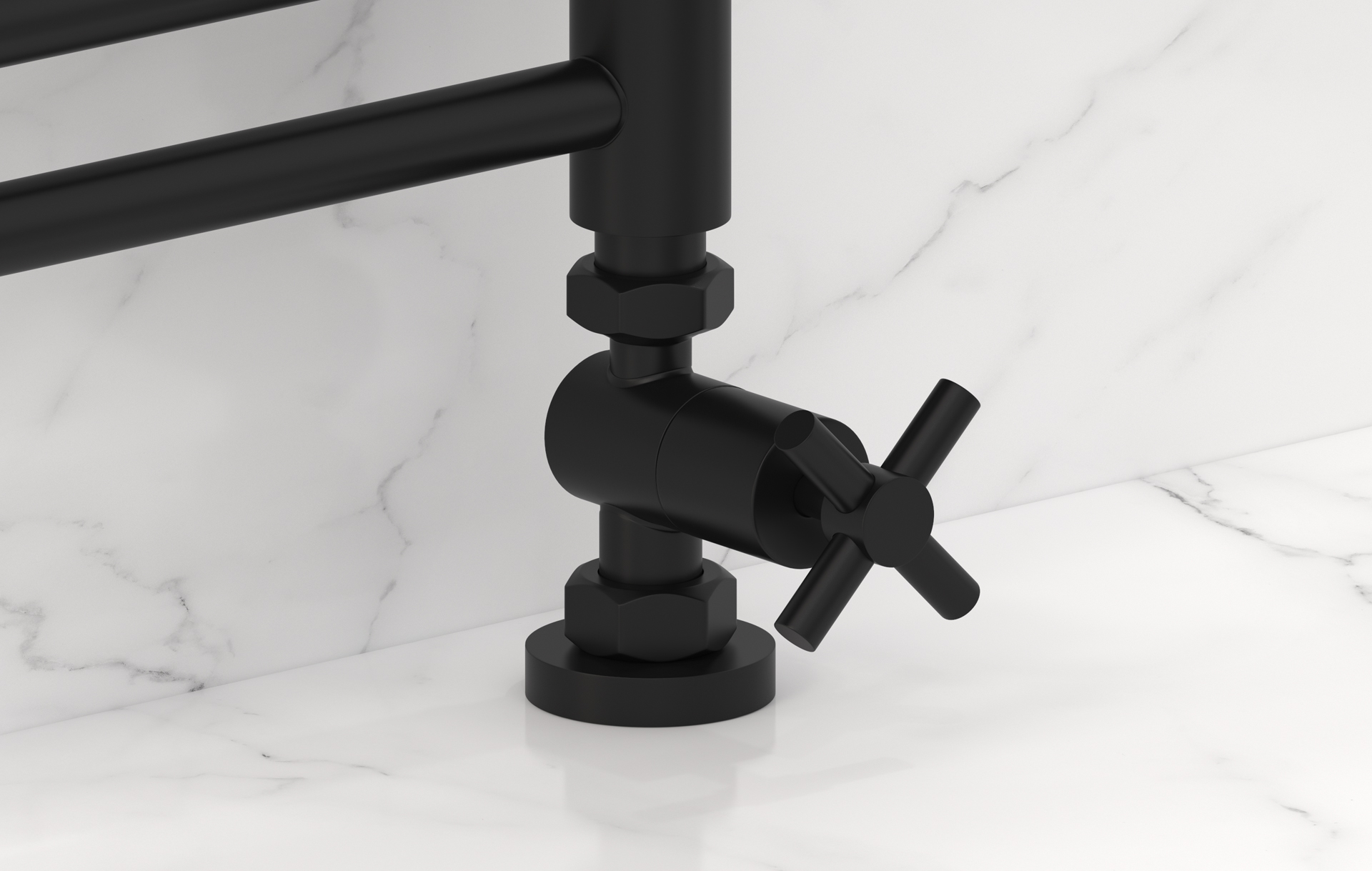 Комплектующие Сунержа DESIGN Вентиль прямой (крест) G 1/2" НР х G 3/4" НГ (Матовый чёрный)