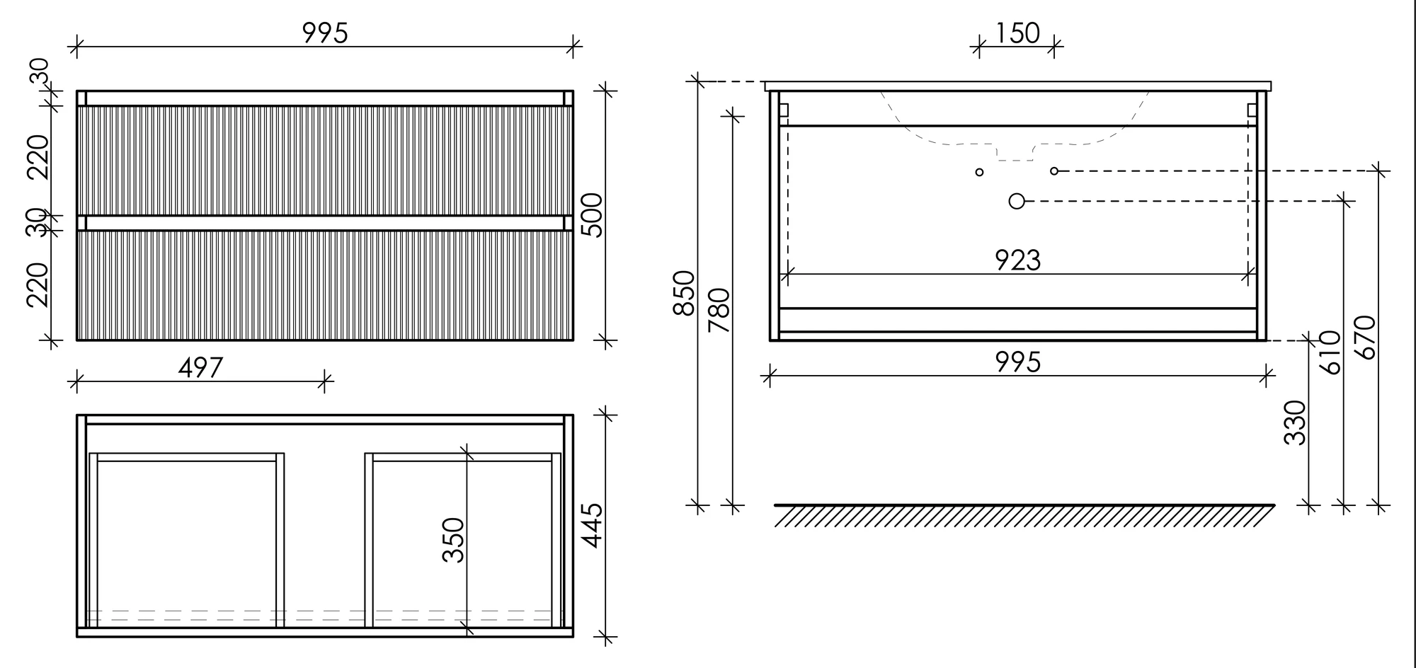 Тумба под раковину Sancos Сноб Р (Snob R) SNR100MDH 100x45x50 темный антрацит матовый - фото 6