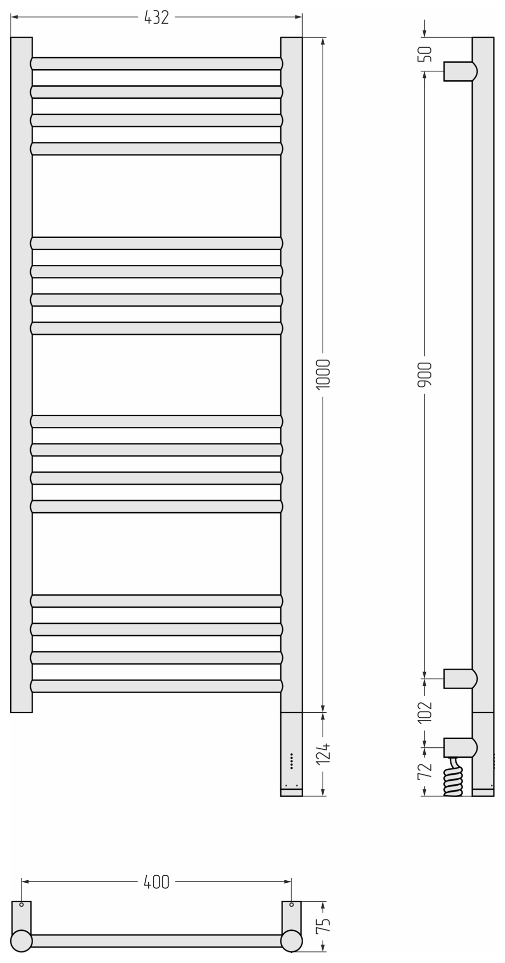 Электрические полотенцесушители Сунержа DESIGN РЭБ БОГЕМА 3.1 прямая 1000х400 МЭМ правый (Золотой шёлк) - фото 4
