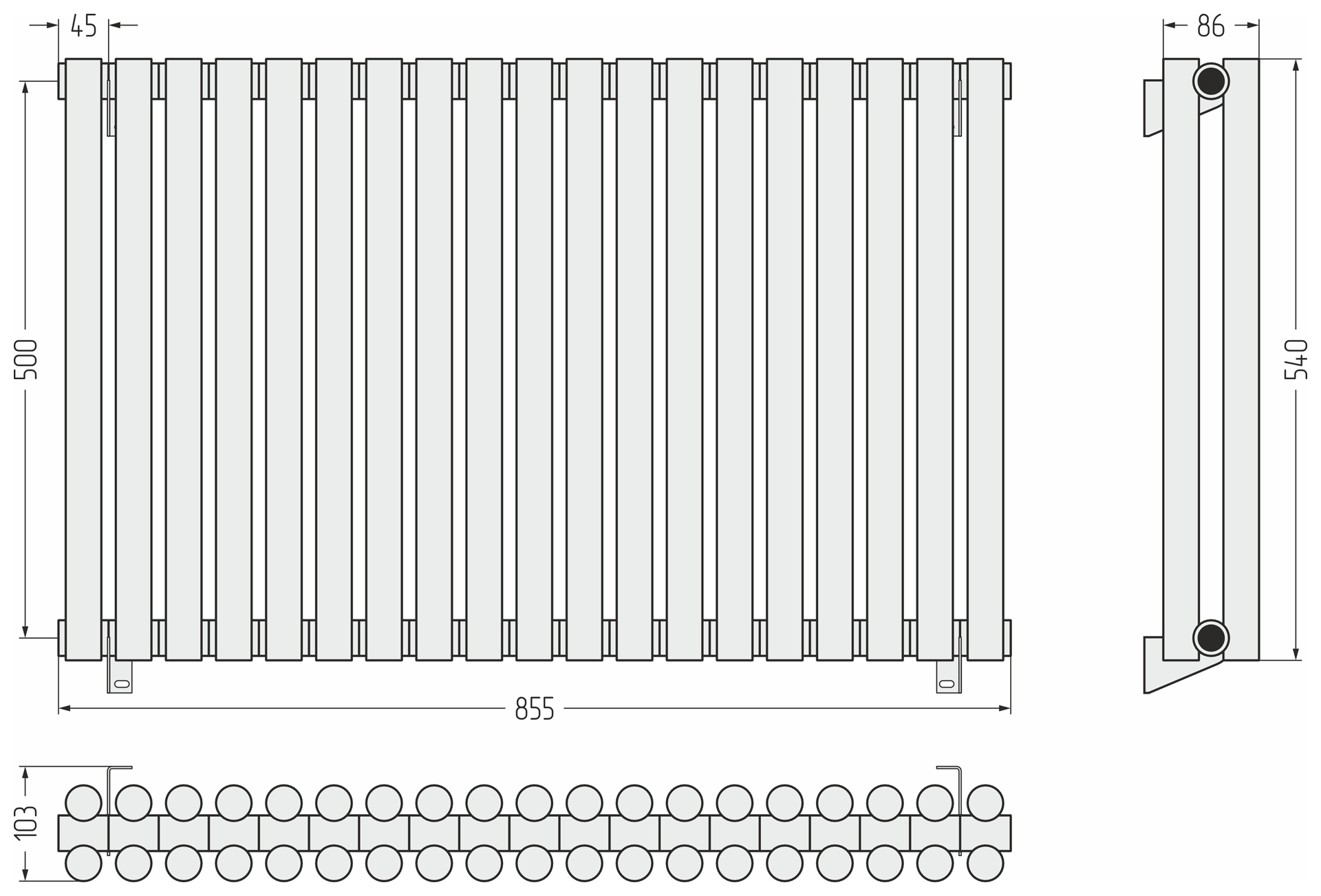 Радиаторы Сунержа DESIGN ДР ЭСТЕТ-11 н/ж 500х855 / 19 сек (Золотой шёлк)