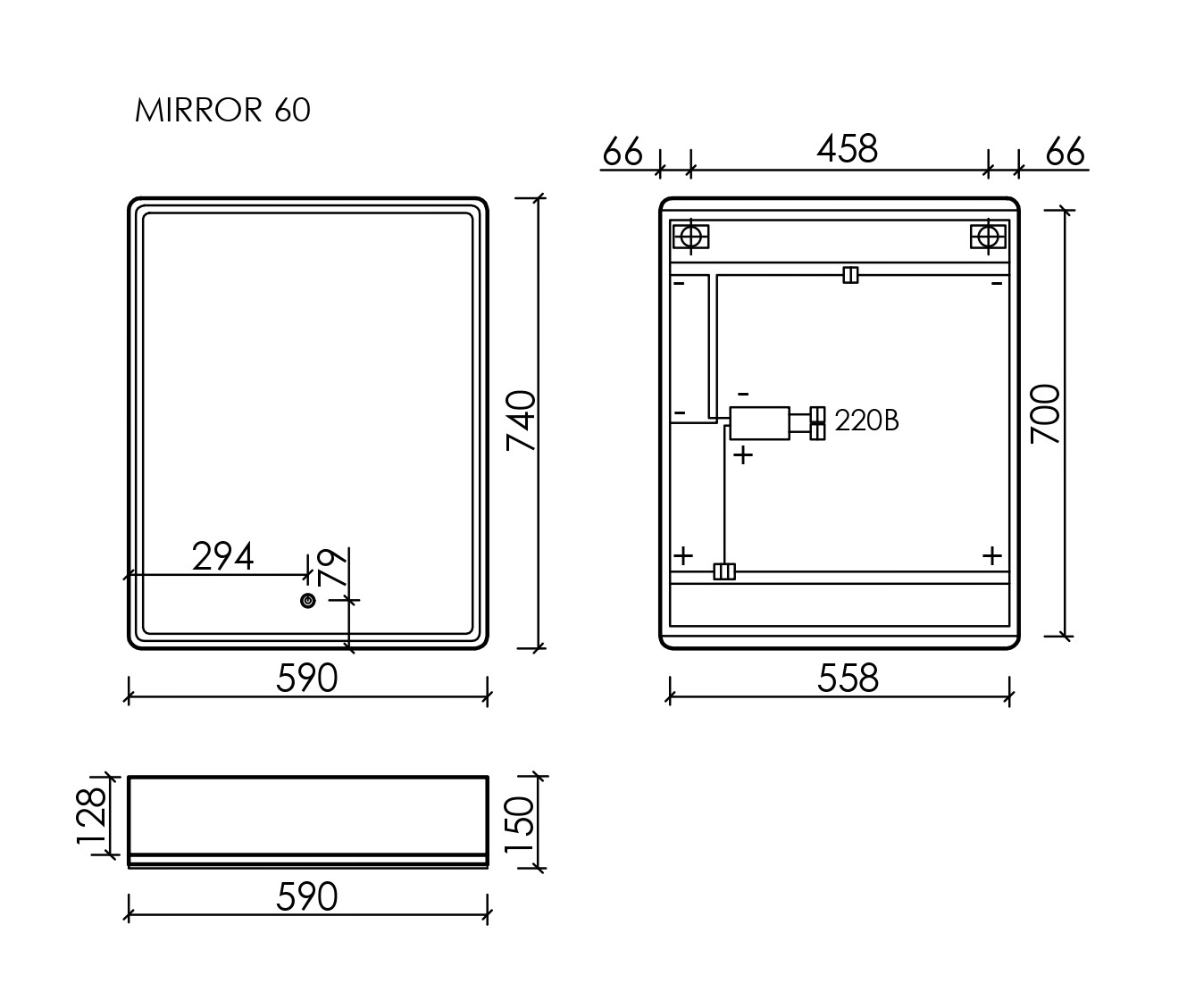 Зеркальный шкаф Sancos Блик (Mirror) MI60EG 60x75 с подсветкой, дуб галифакс натуральный - фото 6