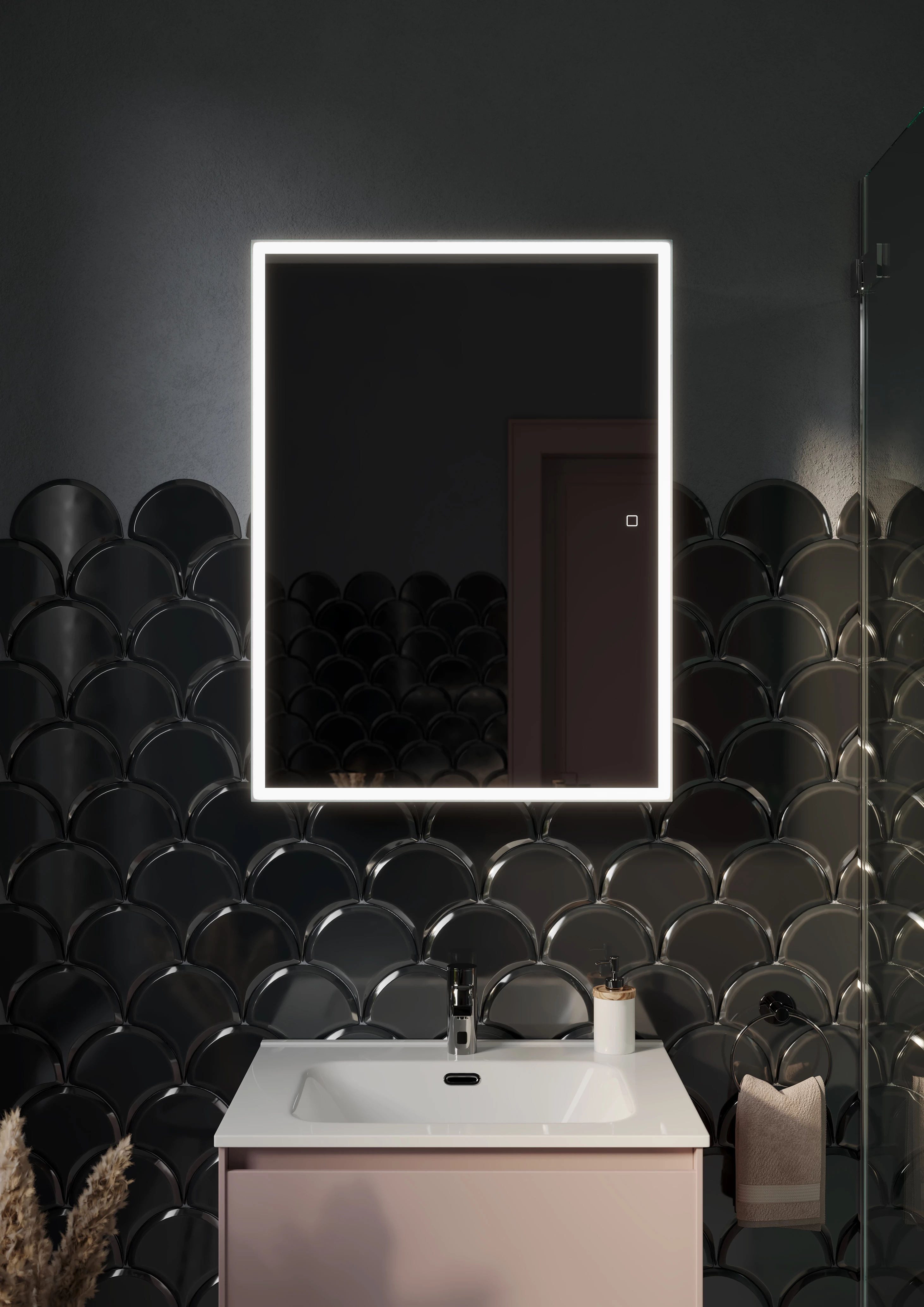 Зеркальный шкаф Sancos Куб (Cube) CU600 60x80 с подсветкой, белый глянцевый