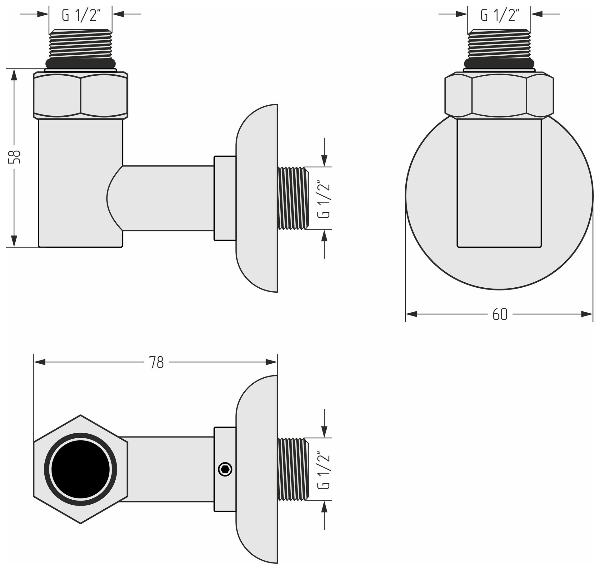 Комплектующие Стилье LIGHT Набор комплектующих для ПС G 1/2" НР х G 1/2" НР / 2 шт (Без покрытия)