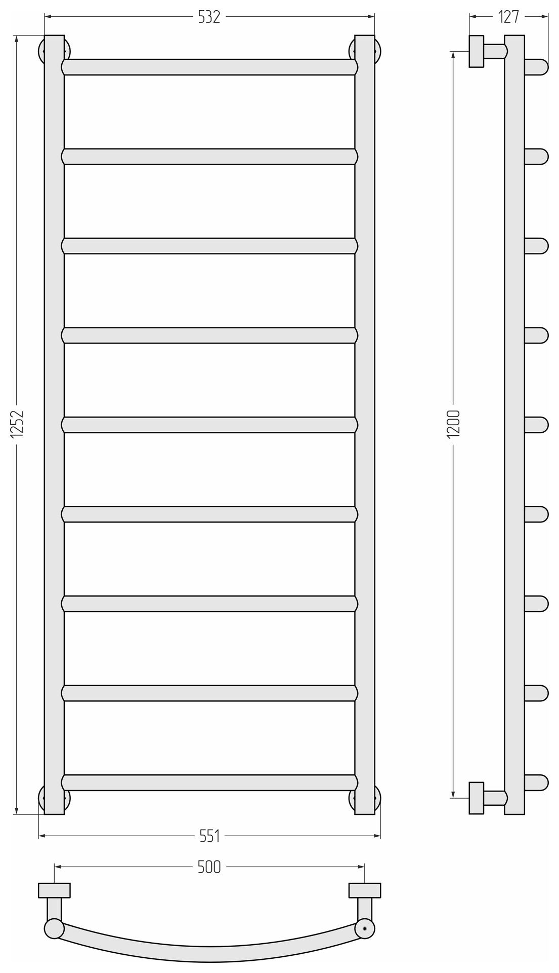 Водяные полотенцесушители Сунержа DESIGN ДР Галант PRO 1200х500 (Состаренная латунь)