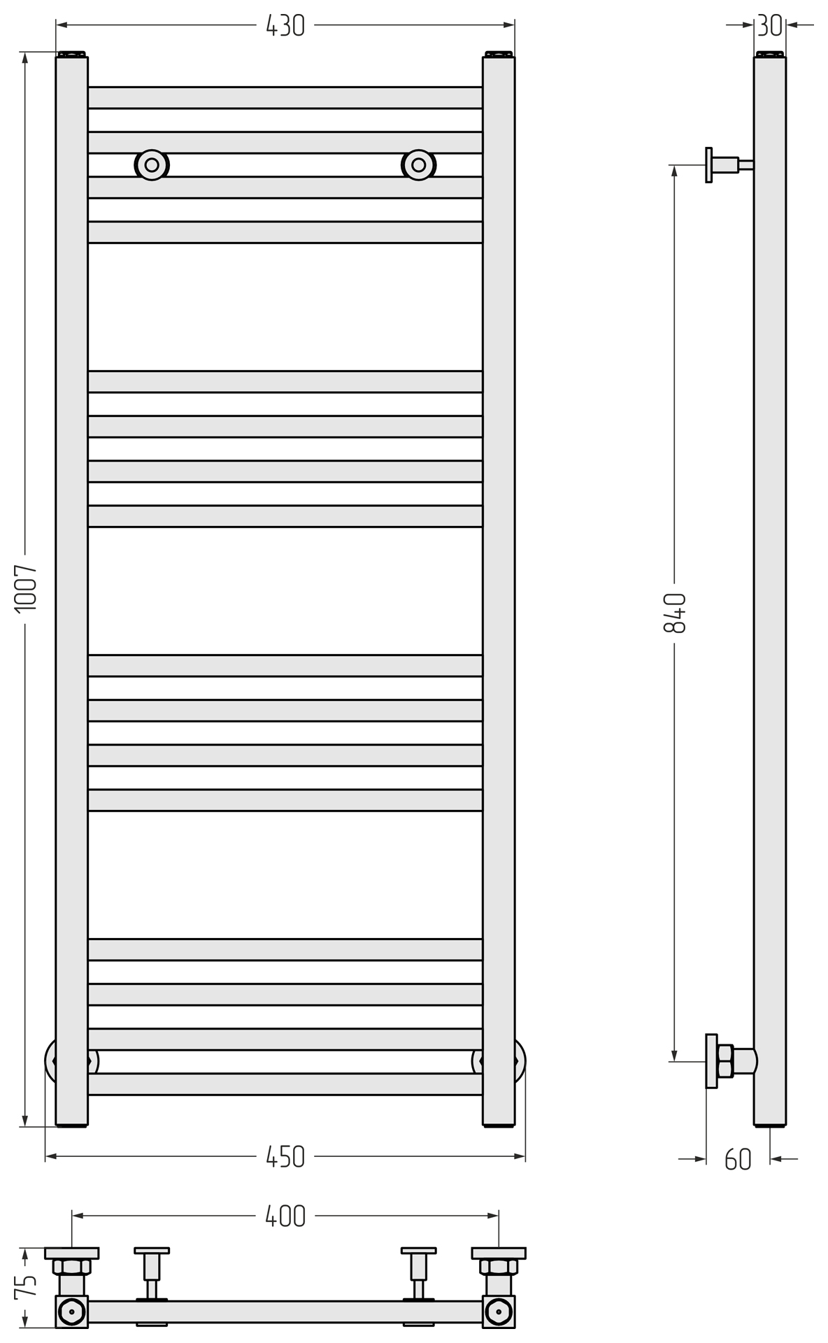 Водяные полотенцесушители Сунержа DESIGN ДР МОДУС 1000х400 (Без покрытия)