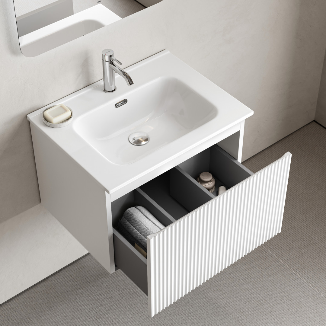 Тумба под раковину Sancos Сноб Р 1.0 (Snob R 1.0) SNR1.060W 60x45x40 белый матовый (bianco) - фото 5