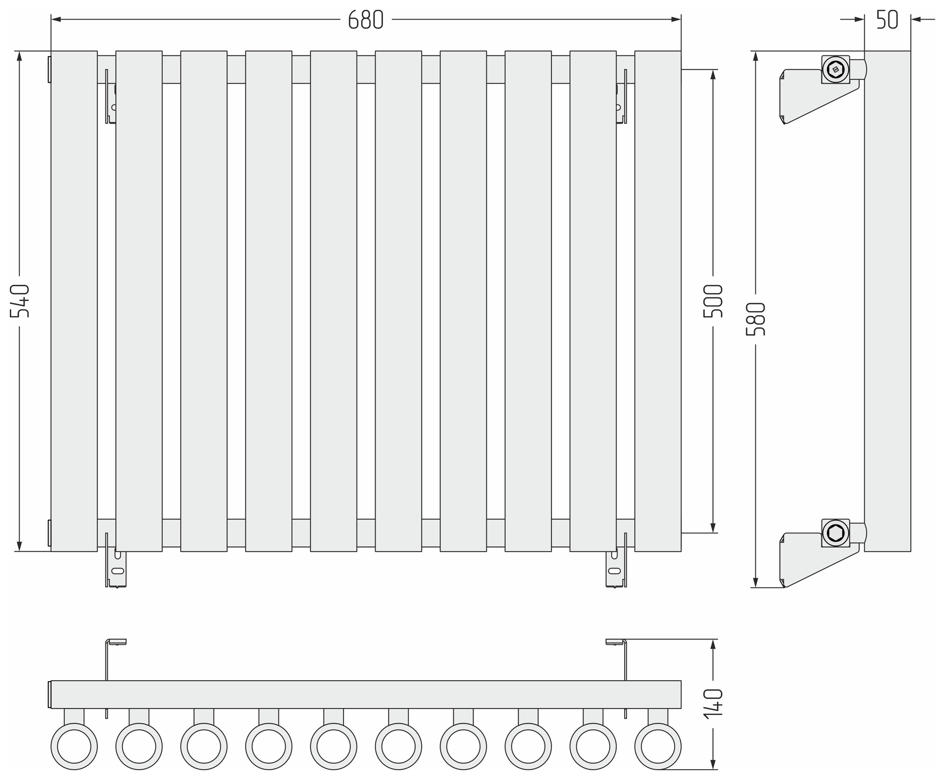 Радиаторы Сунержа DESIGN ДР КУМИР-0 н/ж  500х680 / 10 сек (Матовый чёрный) - фото 5