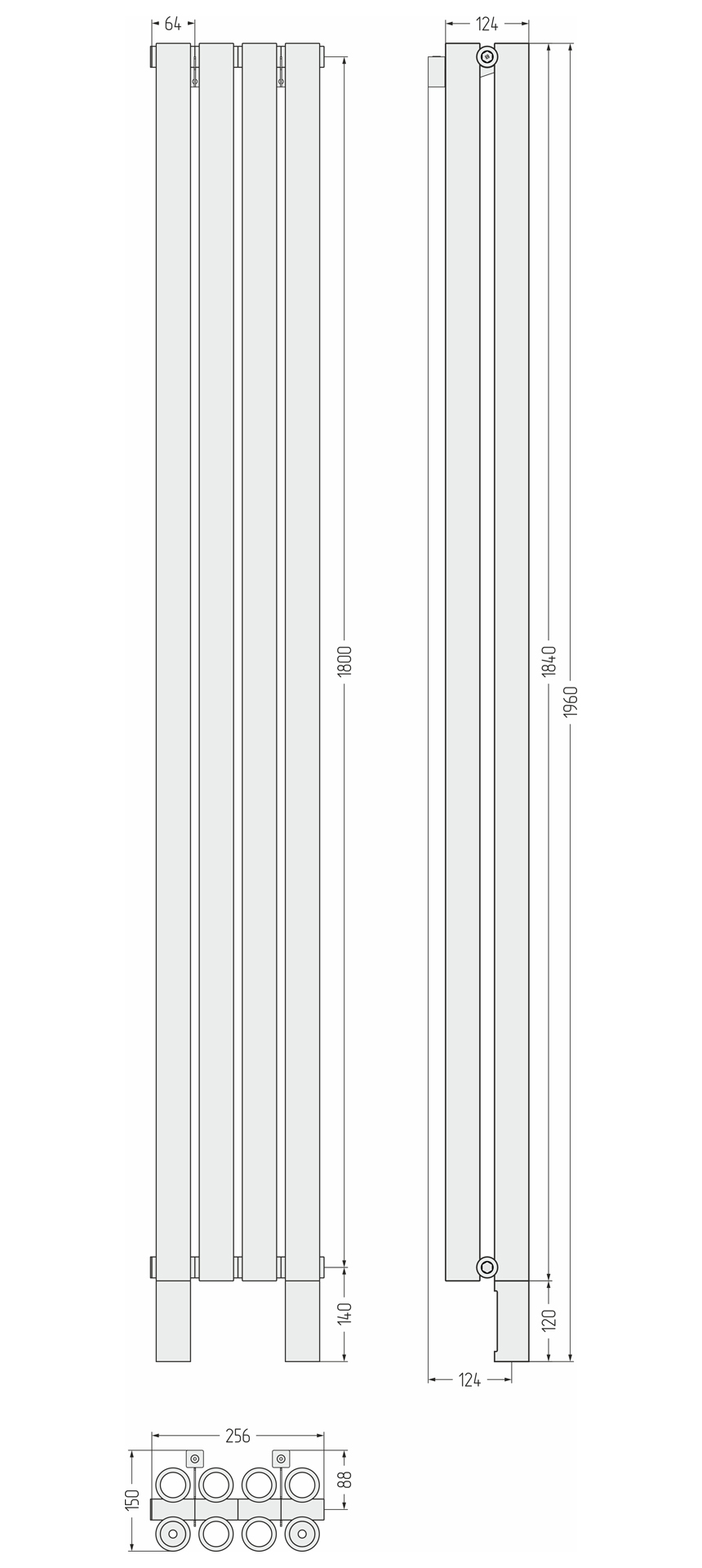 Радиаторы Сунержа DESIGN ДР ЭТАЛОН-00 н/ж 1800х256 / 4 сек (Состаренная латунь) - фото 5