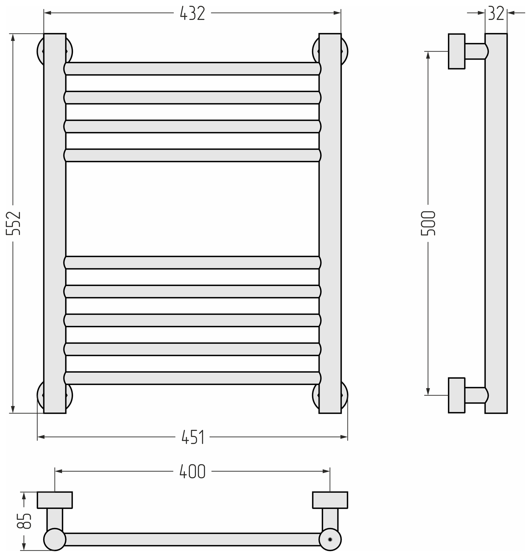Водяные полотенцесушители Сунержа DESIGN ДР Богема PRO 500х400 (Состаренная латунь)