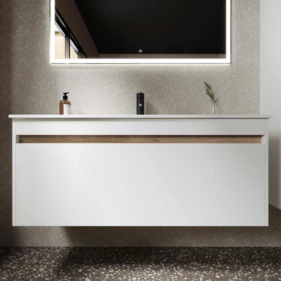 Тумба под раковину Sancos Ум (Smart) SM120-1W 120x45x50 белый глянцевый