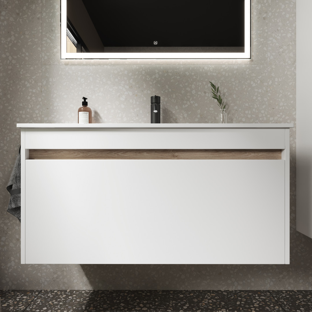 Тумба под раковину Sancos Ум (Smart) SM100W 100x45x50 белый глянцевый