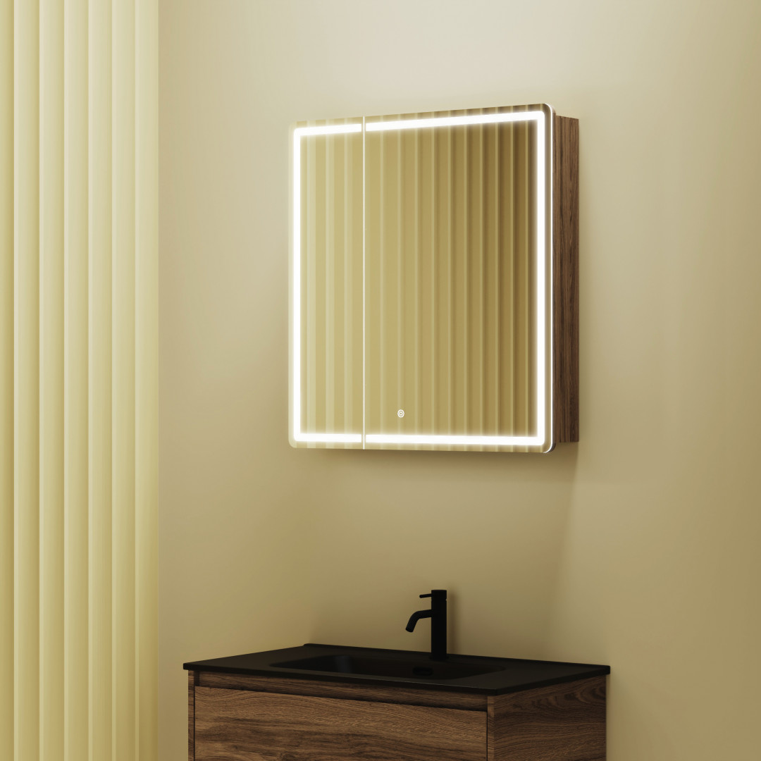 Зеркальный шкаф Sancos Блик (Mirror) MI70ECH 70x75 с подсветкой, дуб чарльстон