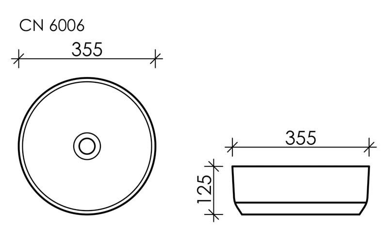 Умывальник чаша накладная круглая (цвет Белый Матовый) Element 355x355x125мм - фото 9