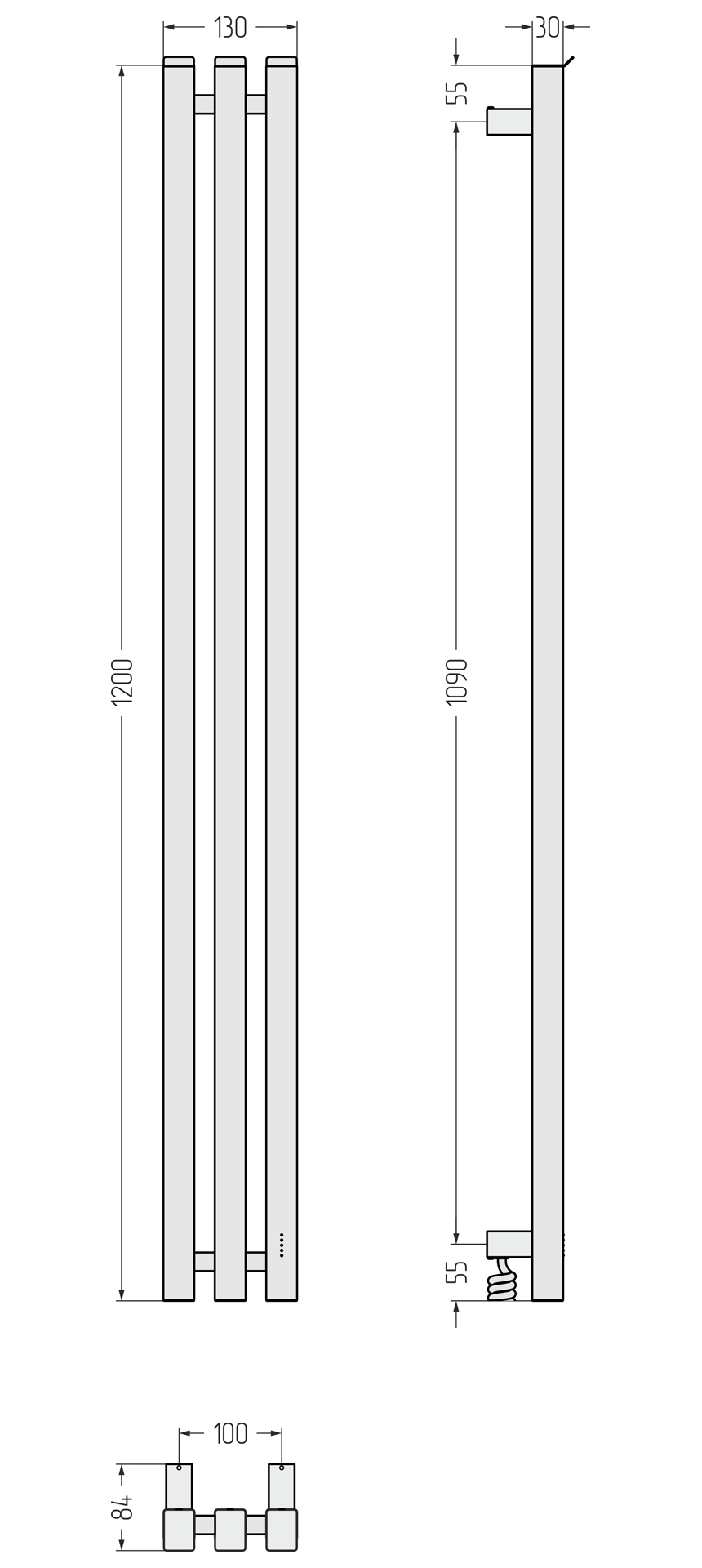 Электрические полотенцесушители Сунержа DESIGN ЭПС "ВЕРДИКТ 4.0" 1200х100 правый (Брашированная шампань) - фото 6