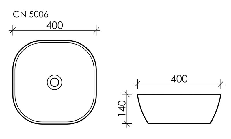 Умывальник чаша накладная квадратная Element 400x400x140мм - фото 7