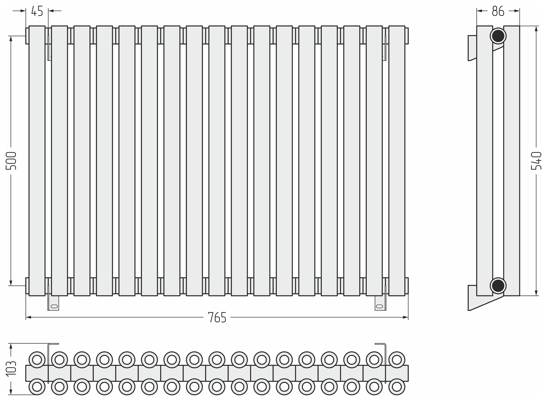 Радиаторы Сунержа DESIGN ДР ЭСТЕТ-00 н/ж 500х765 / 17 сек (Состаренная латунь)