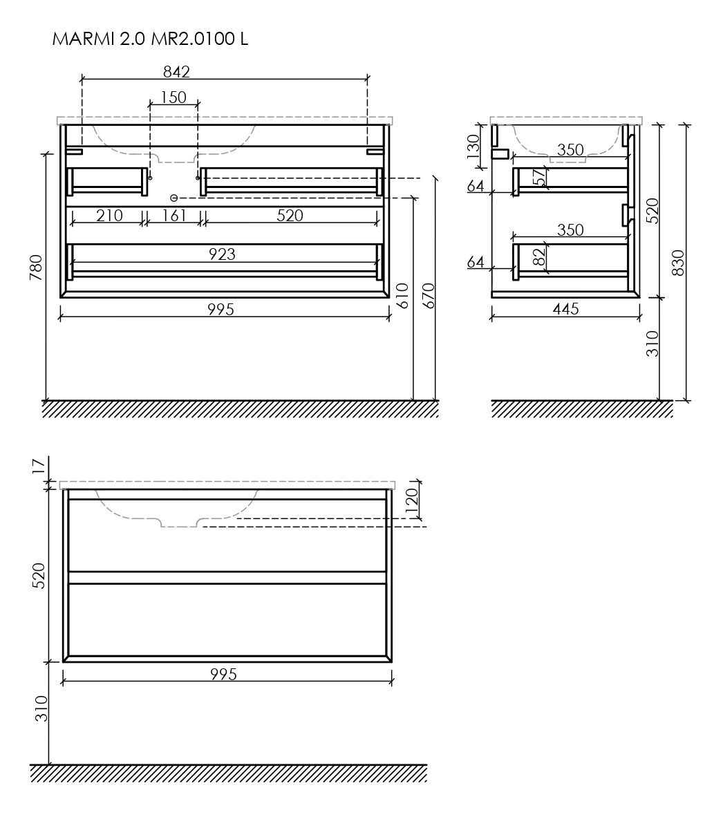 Тумба под раковину Sancos Натура 2.0 (Nature 2.0) MR2.0100LECH 100x45x50 дуб чарльстон - фото 6