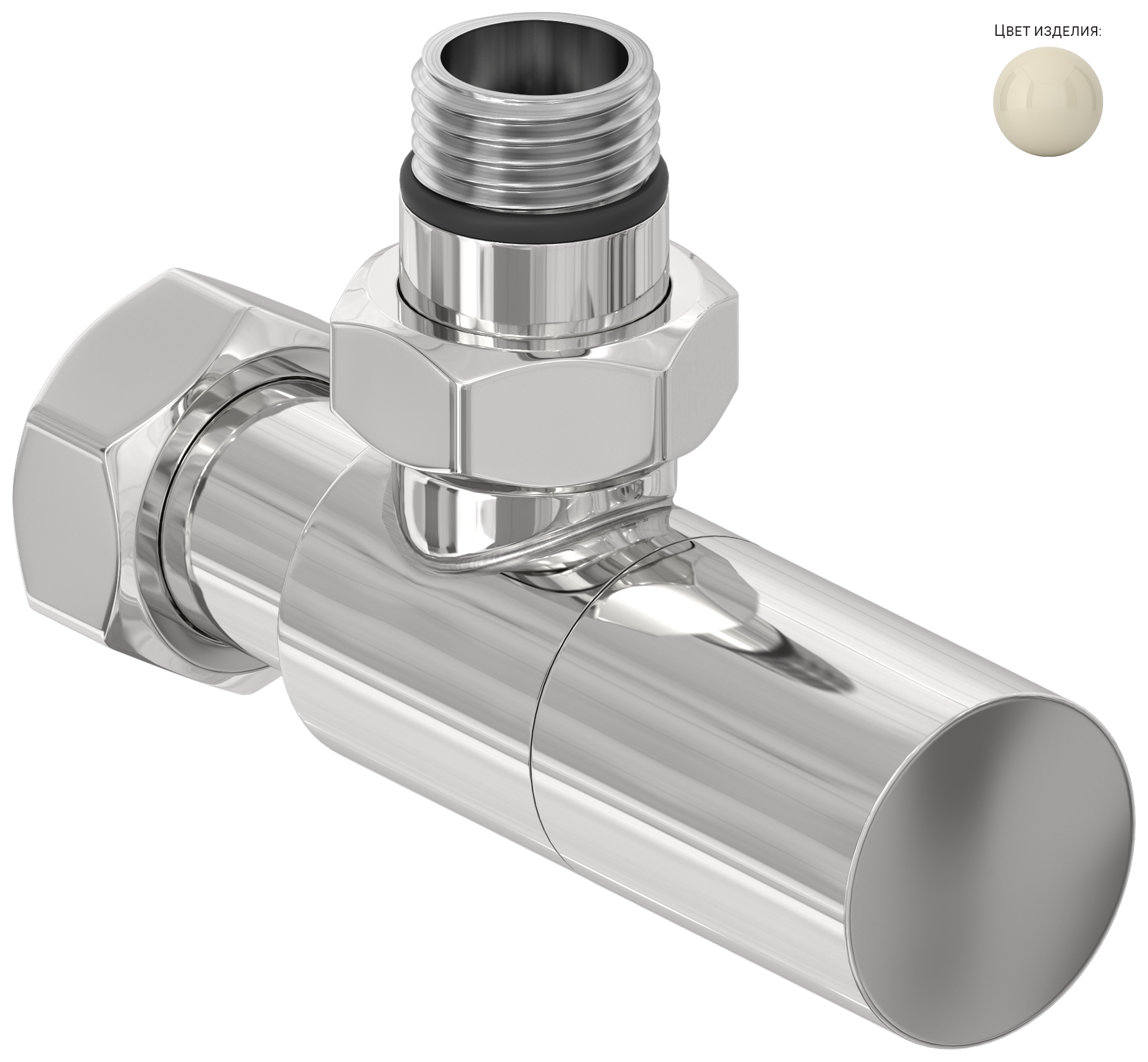 Комплектующие Сунержа DESIGN Вентиль угловой (цилиндр) G 1/2" НР х G 3/4" НГ (RAL 1013 Жемчужно-белый)