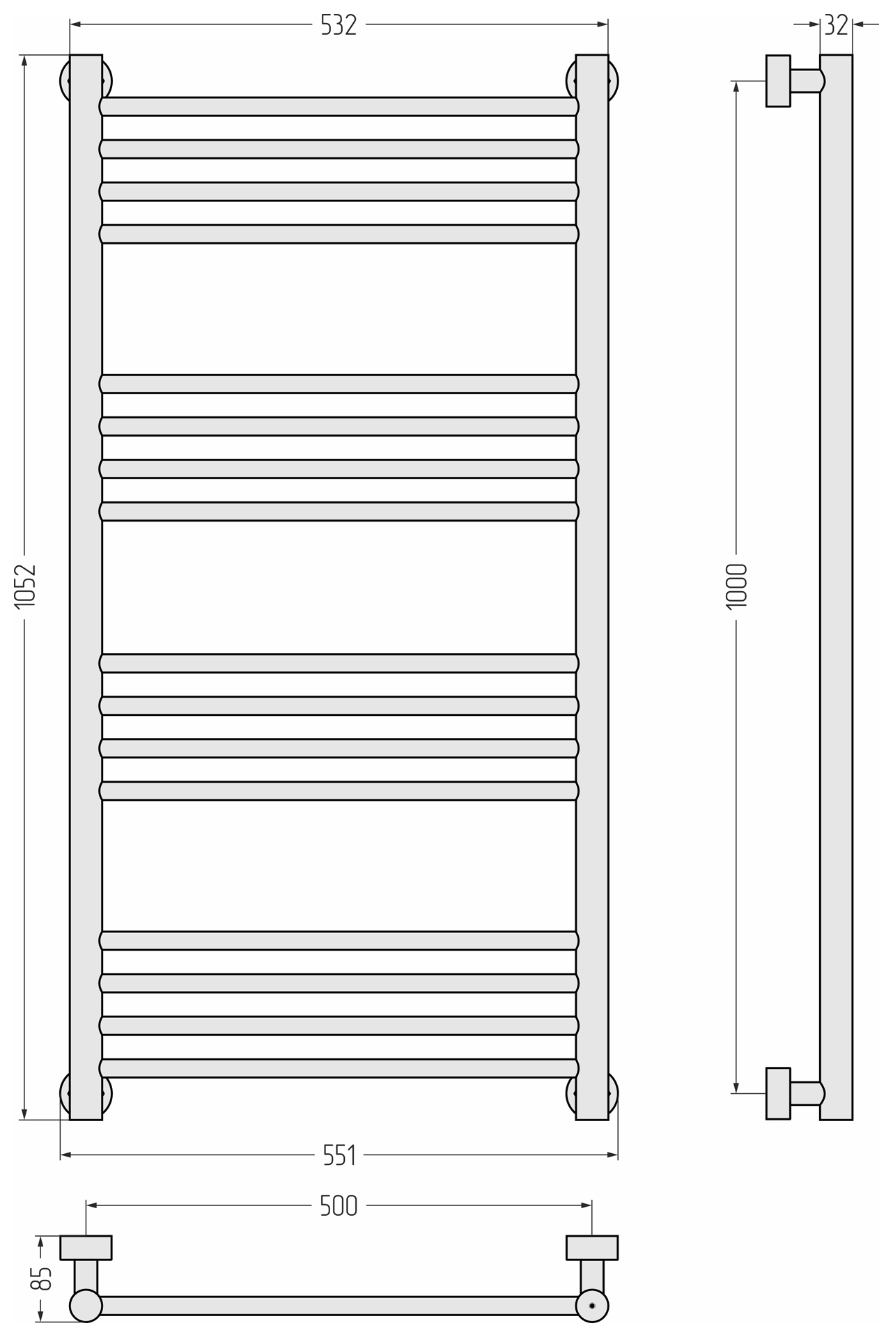 Водяные полотенцесушители Сунержа DESIGN ДР Богема PRO 1000х500 (Сатин)