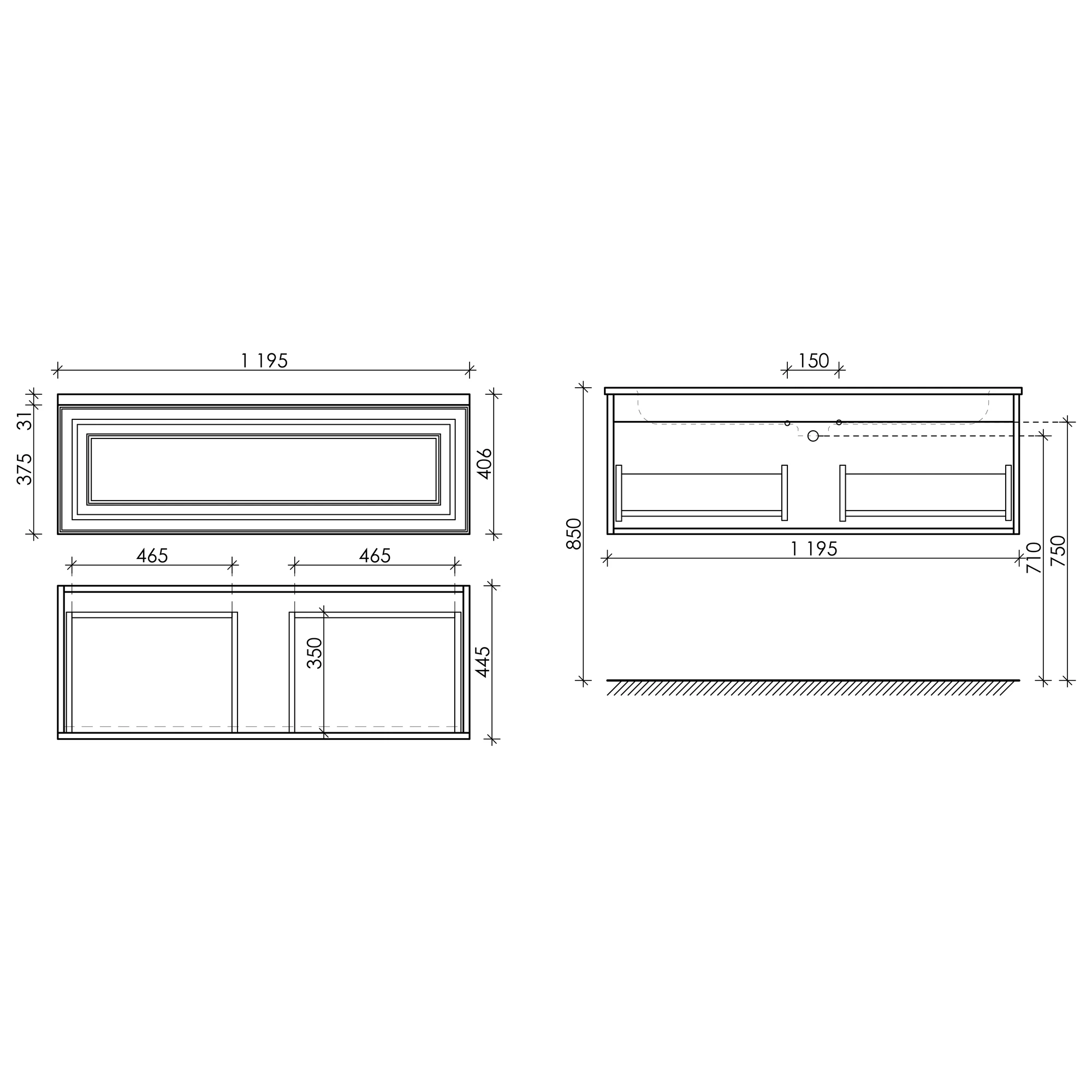 Тумба под столешницу Sancos Самая (Very) VR120CE 120x45x40 бежевый матовый (beige soft)