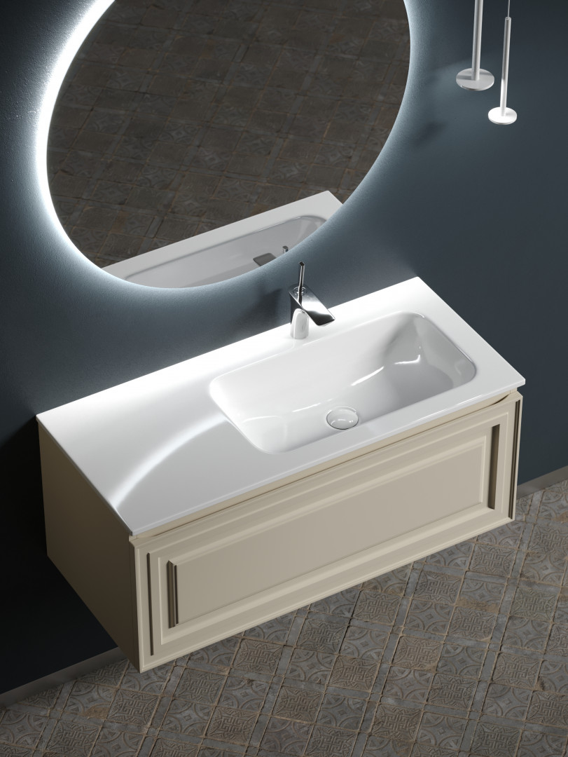 Тумба под раковину Sancos Самая (Very) VR100RCE 100x45x40 бежевый матовый (beige soft)