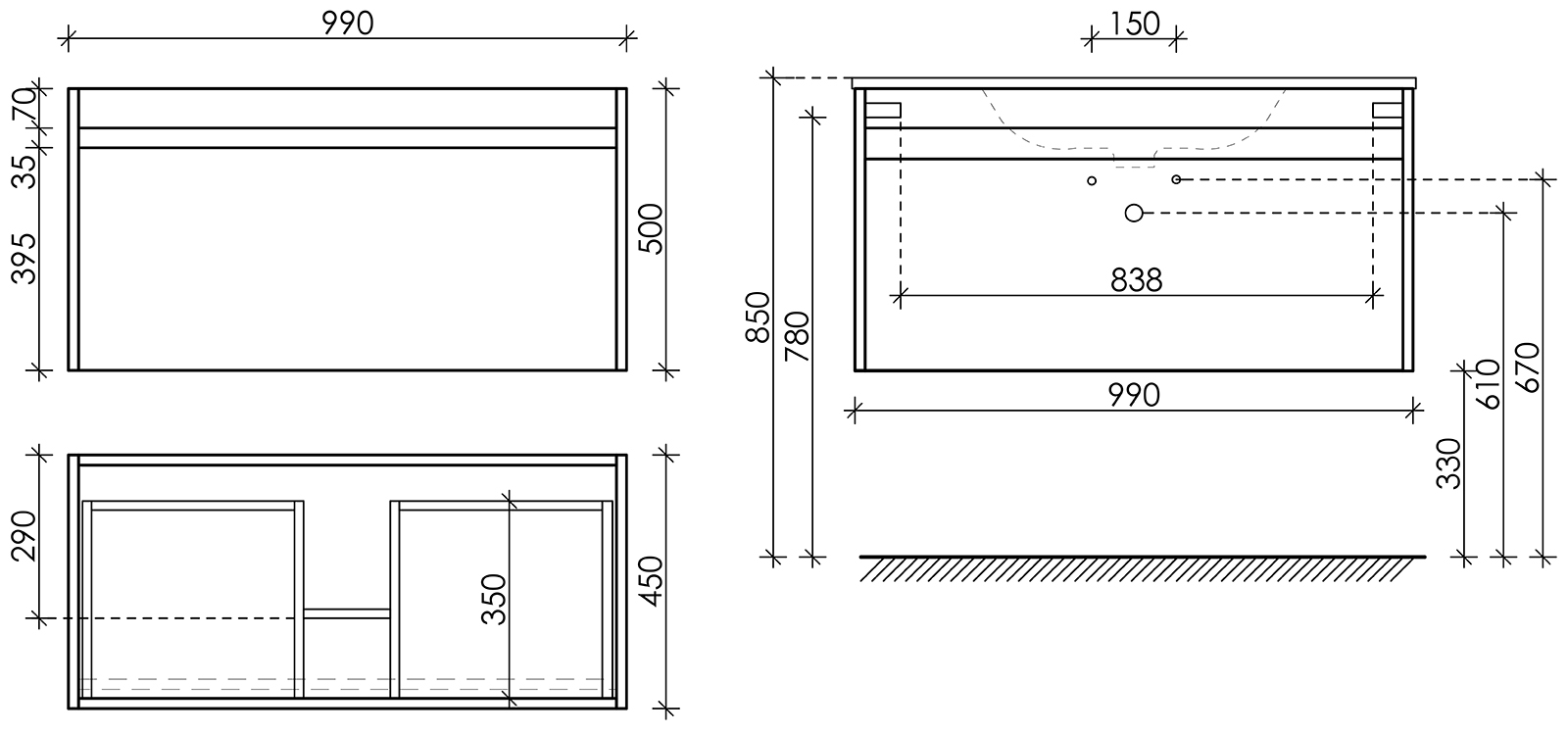 Тумба под раковину Sancos Ум (Smart) SM100E 100x45x50 дуб бардолино/белый - фото 6